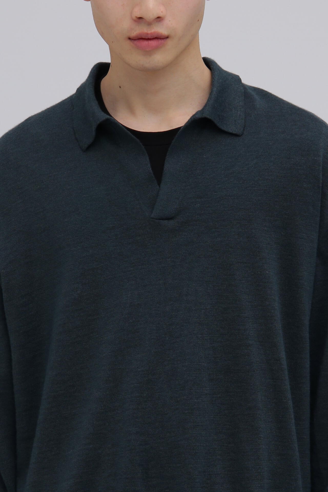 ATON / RAMIE CASHMERE SKIPPER POLO SWEATER