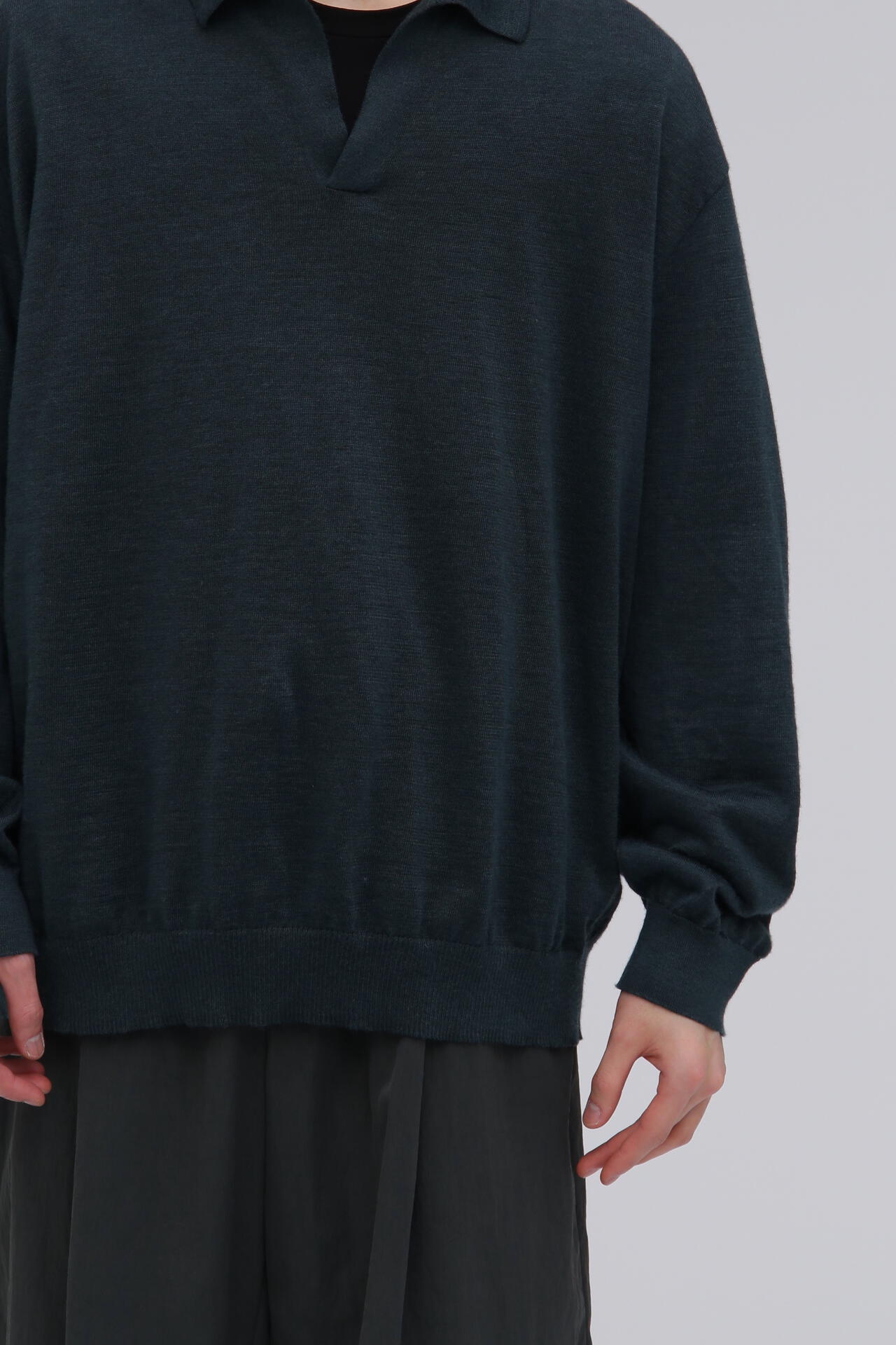 ATON / RAMIE CASHMERE SKIPPER POLO SWEATER