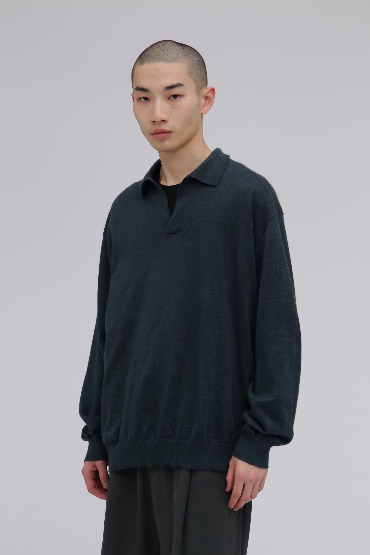 ATON / RAMIE CASHMERE SKIPPER POLO SWEATER