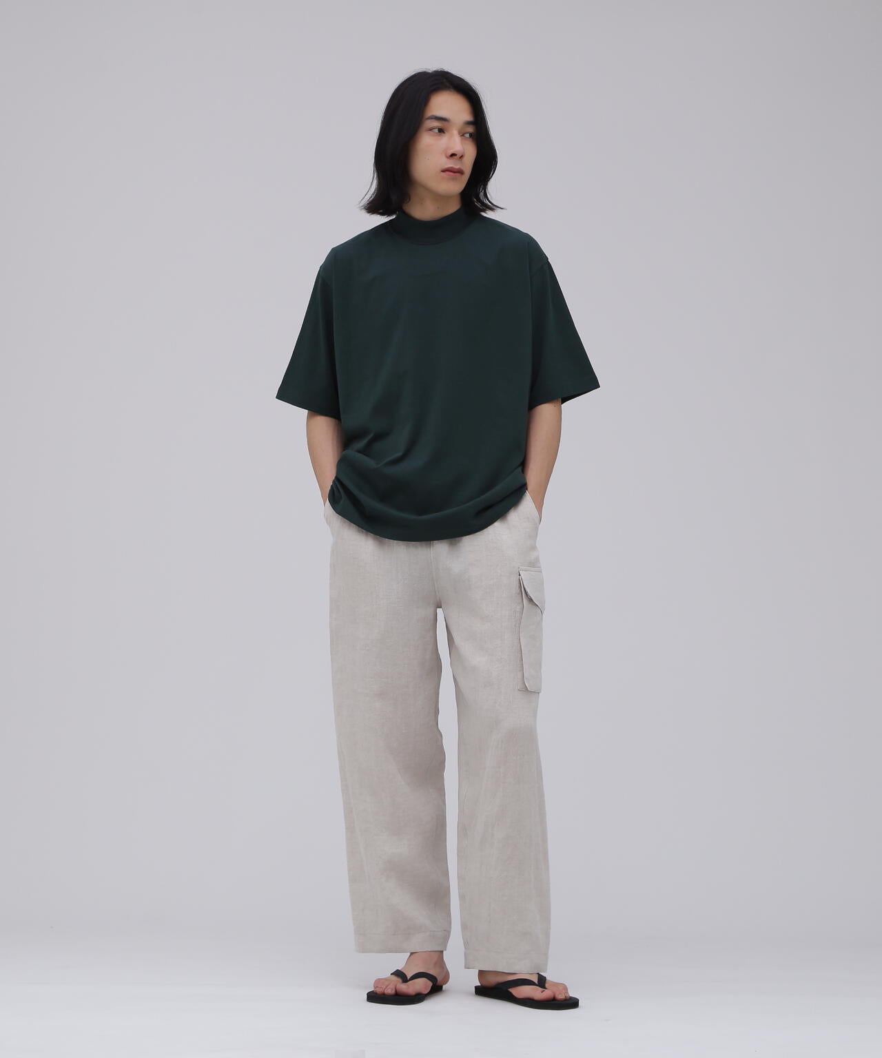 ATON / DRY COTTON JERSEY STANDARD MOCKNECK T-SHIRT