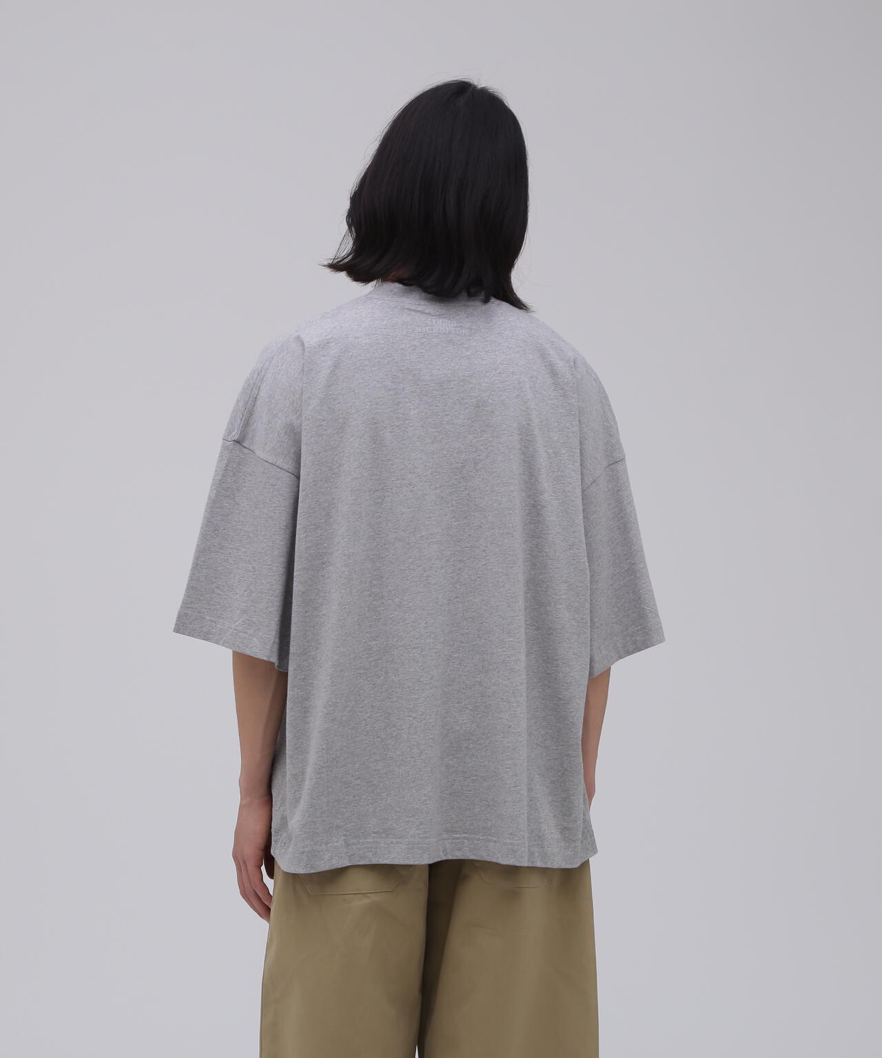 STUDIO NICHOLSON / GARMENT DYE DENIM JERSEY BRANDED SHORT SLEEVE T SH