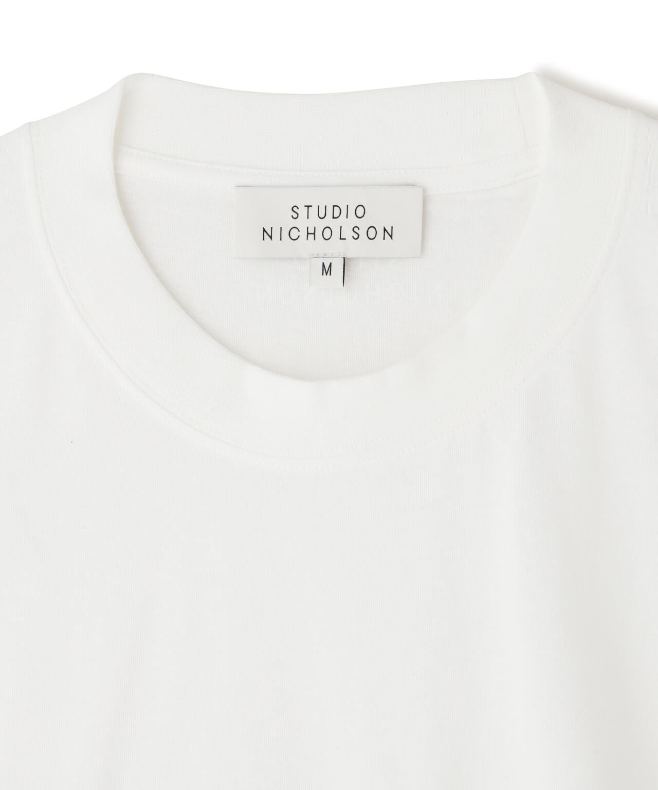 STUDIO NICHOLSON / GARMENT DYE DENIM JERSEY BRANDED SHORT SLEEVE T SH