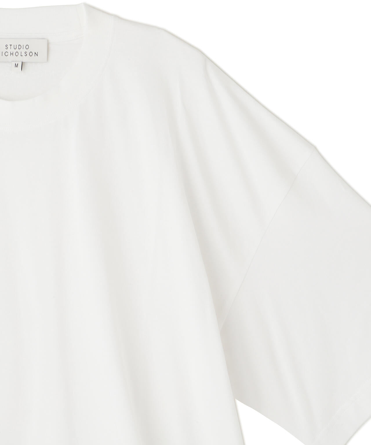 STUDIO NICHOLSON / GARMENT DYE DENIM JERSEY BRANDED SHORT SLEEVE T SH