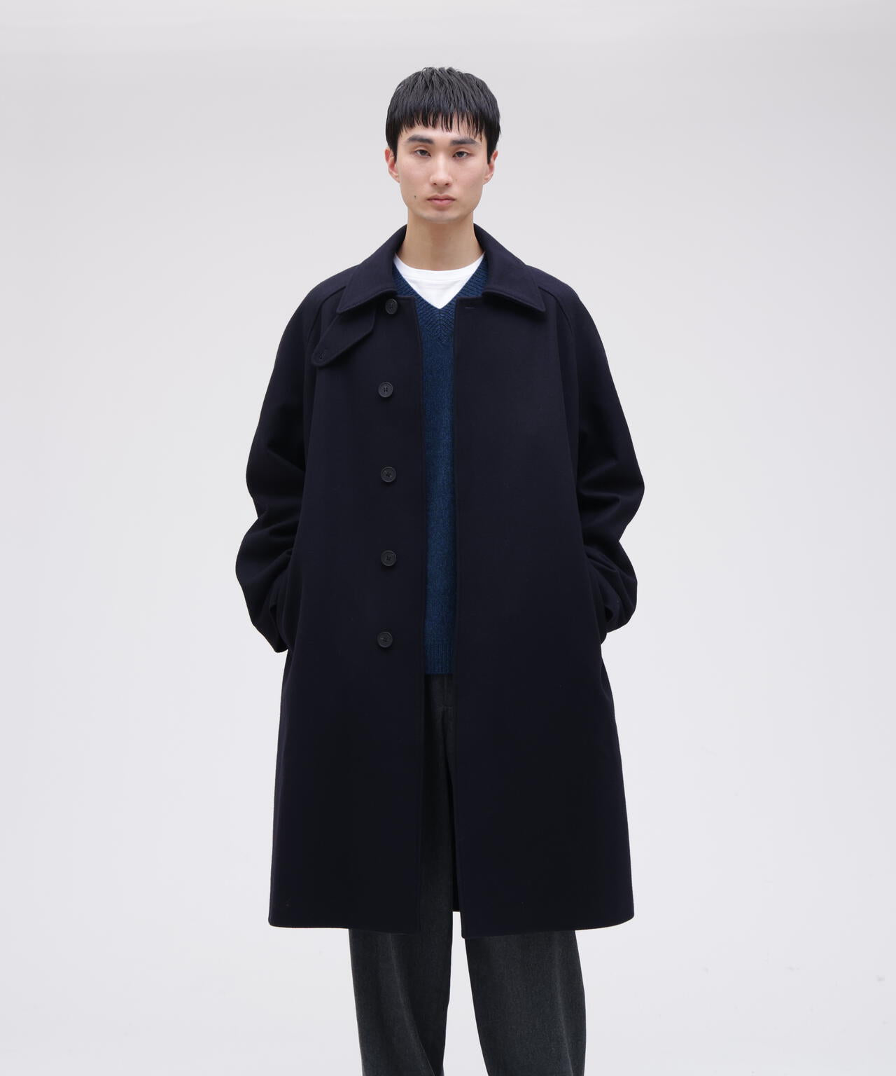 STUDIO NICHOLSON / MELTON WOOL RAGLAN WOOL COAT