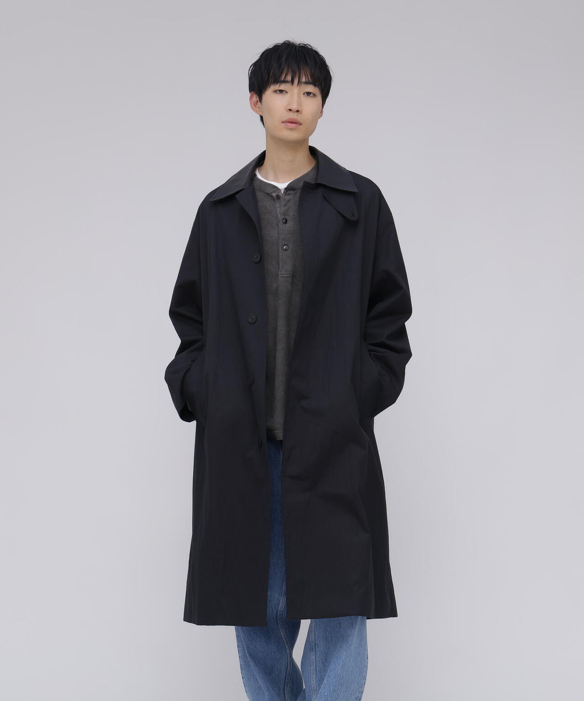 STUDIO NICHOLSON / WASHED WEATHER CLOTH TRENCH COAT