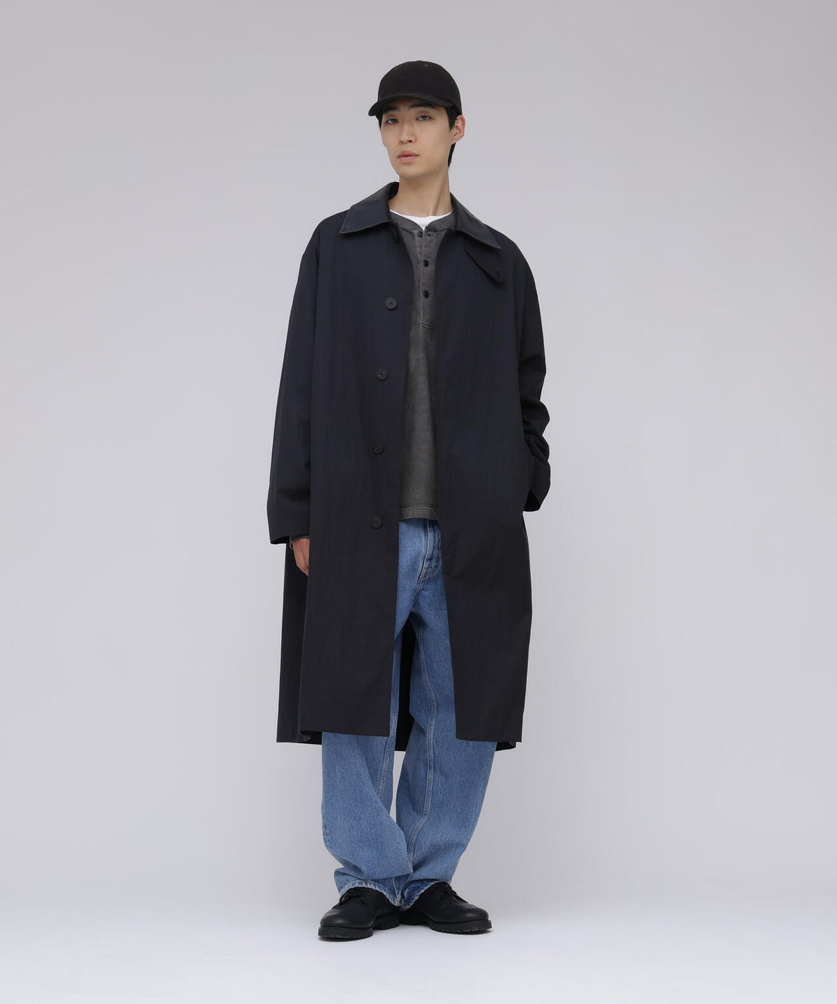 STUDIO NICHOLSON / WASHED WEATHER CLOTH TRENCH COAT