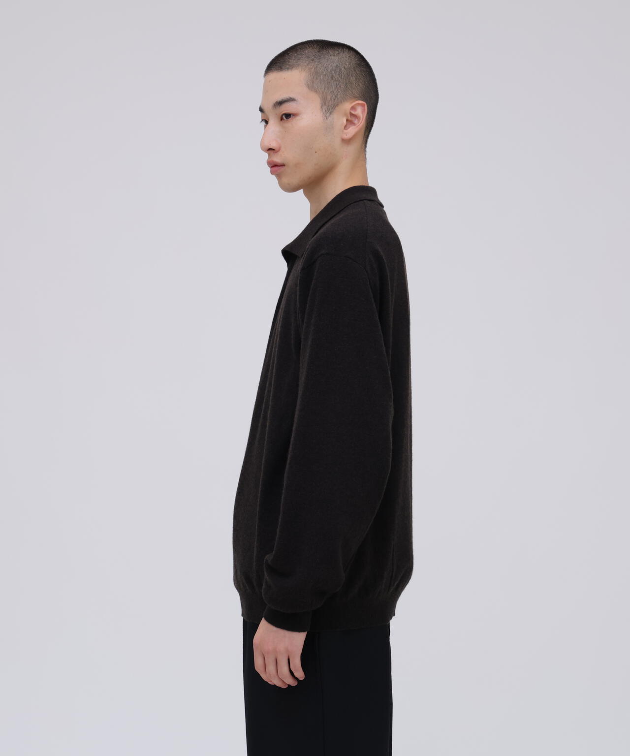 ATON / SUPER LIGHT WOOL SLIPPER POLO SWEATER