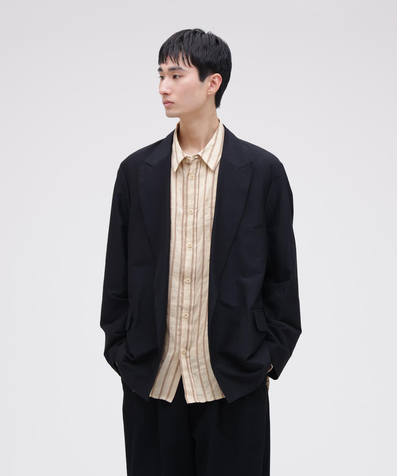 blurhms / SILK WOOL COTTON PEAKED LAPEL CARDIGAN JACKET