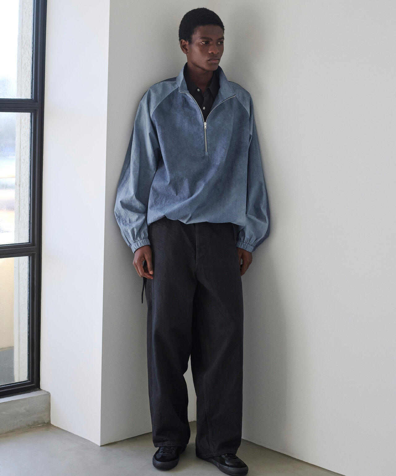 blurhms / 12.9OZ DENIM BIAS BELTED PANTS