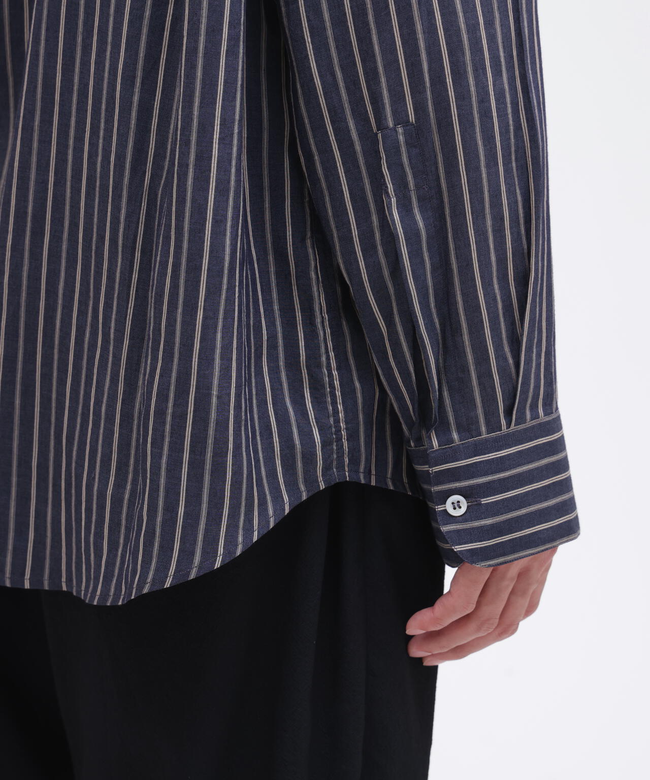 STUDIO NICHOLSON / LYOCELL SILK STRIPE BOXY OVERSIZED SHIRT