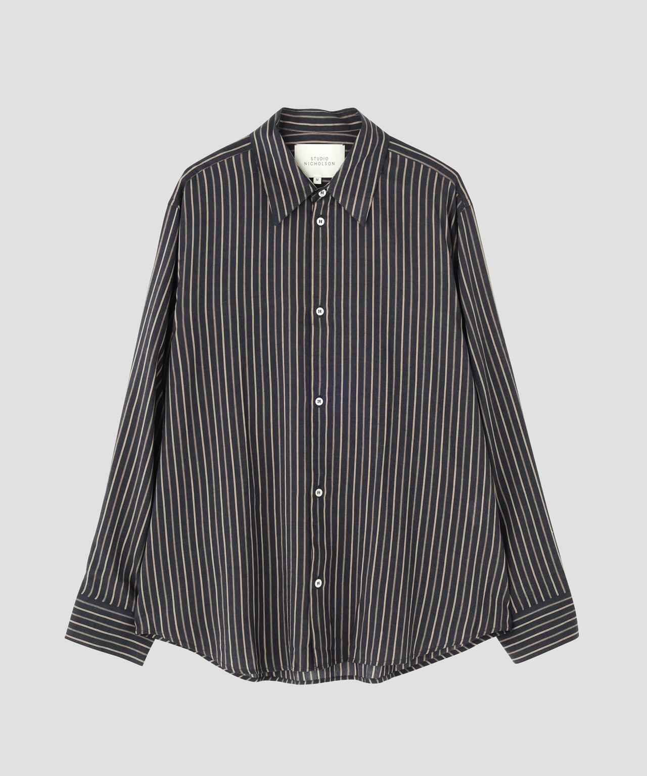 STUDIO NICHOLSON / LYOCELL SILK STRIPE BOXY OVERSIZED SHIRT