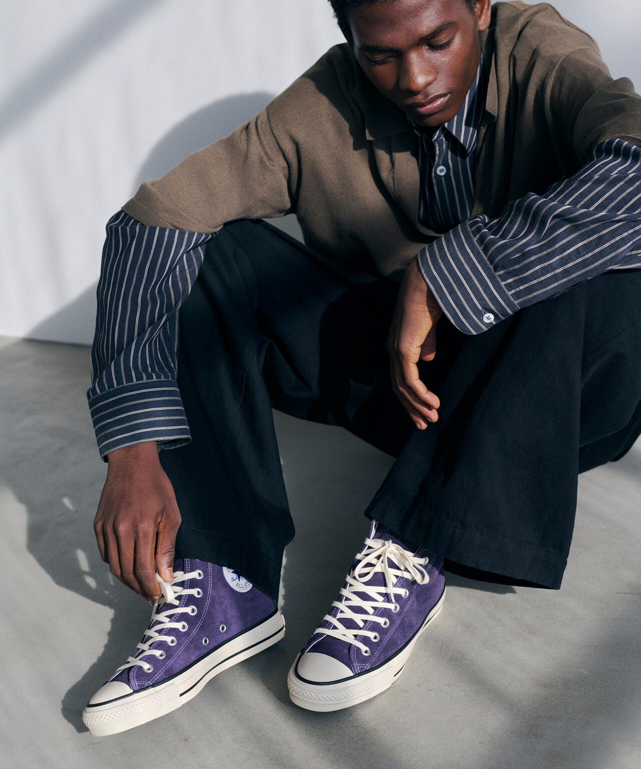 STUDIO NICHOLSON / LYOCELL SILK STRIPE BOXY OVERSIZED SHIRT