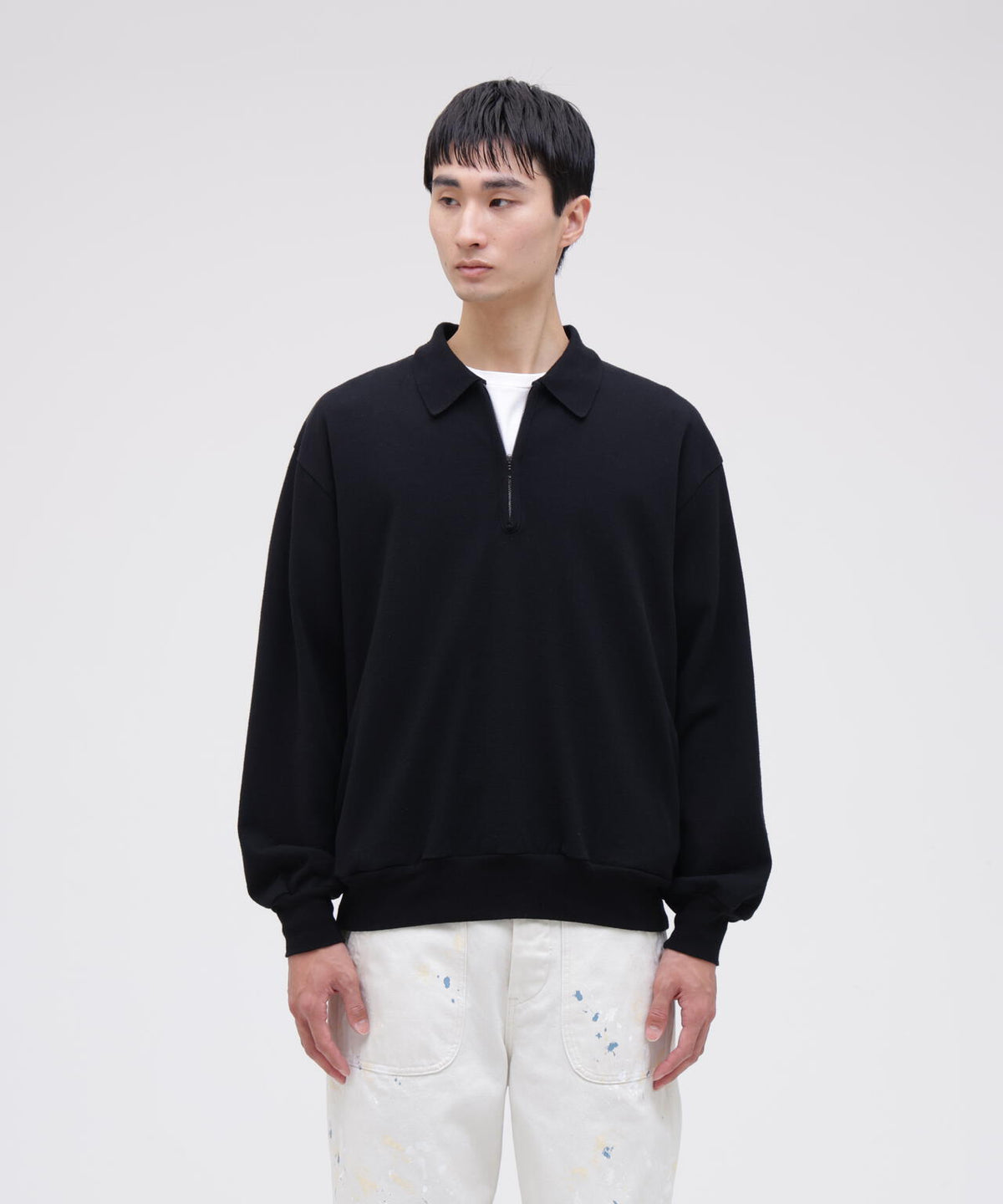 blurhms / COTTON SILK NEP HARF-ZIP PULLOVER