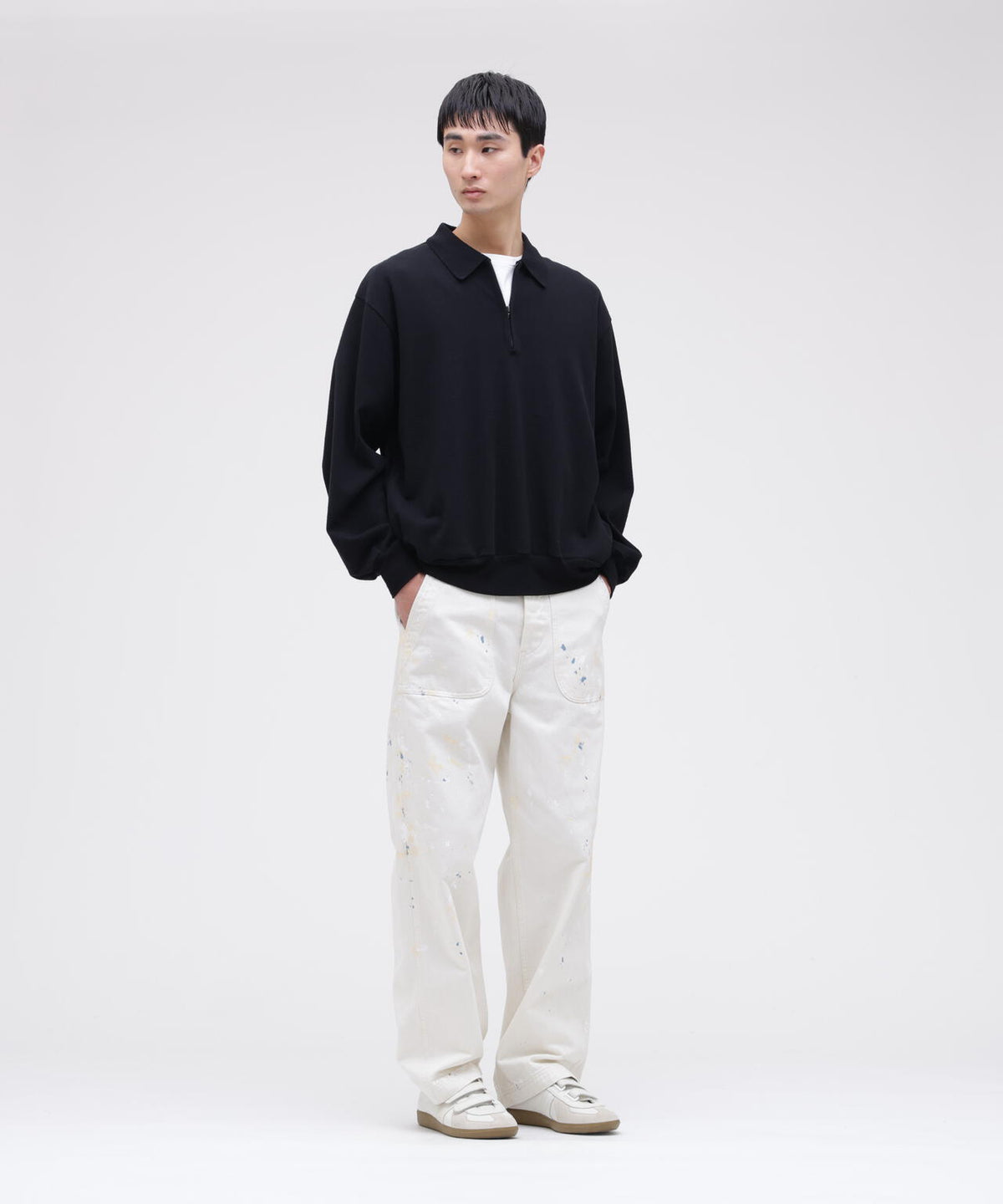 blurhms / COTTON SILK NEP HARF-ZIP PULLOVER