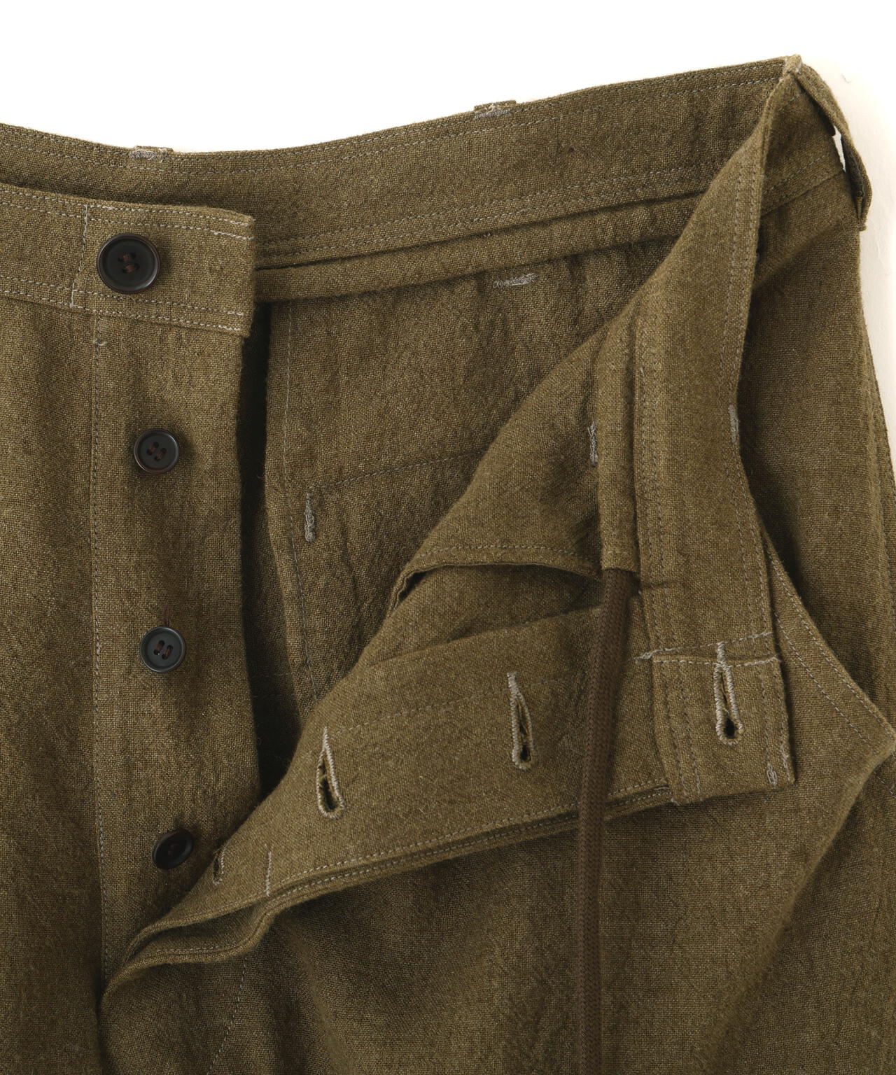 blurhmsROOTSTOCK / RAMIE LINEN WOOL DOUBLE-KNEE TROUSERS