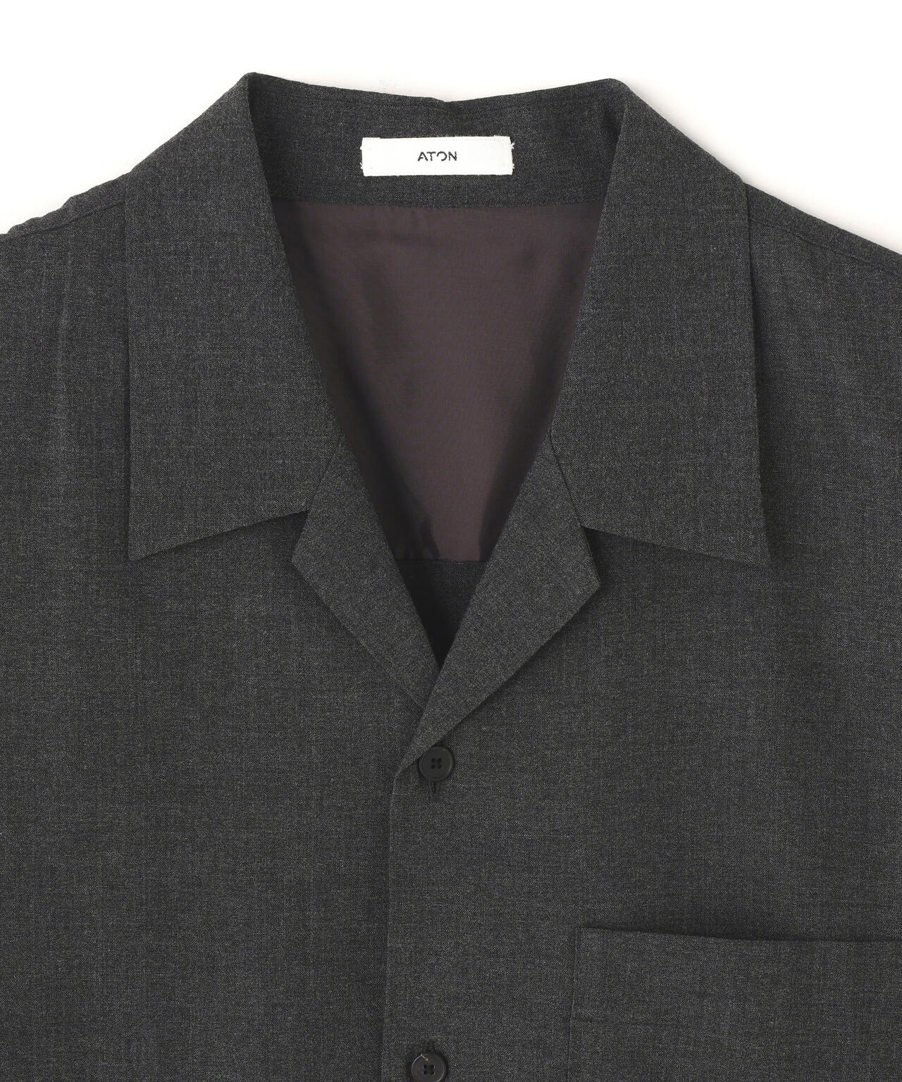 ATON / WOOL RAYON WASHER OPEN COLLER SHIRT