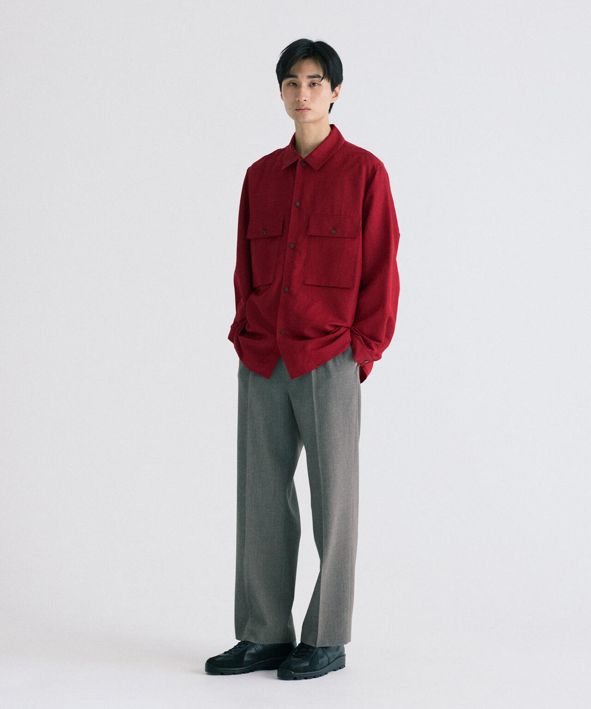 blurhms / WASHED WOOL SILK MILITARY SHIRT