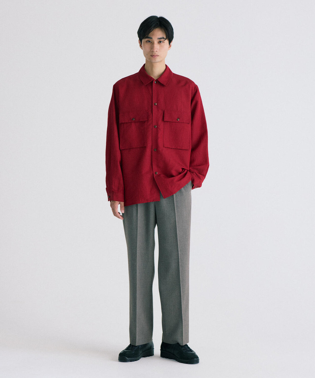 blurhms / WASHED WOOL SILK MILITARY SHIRT