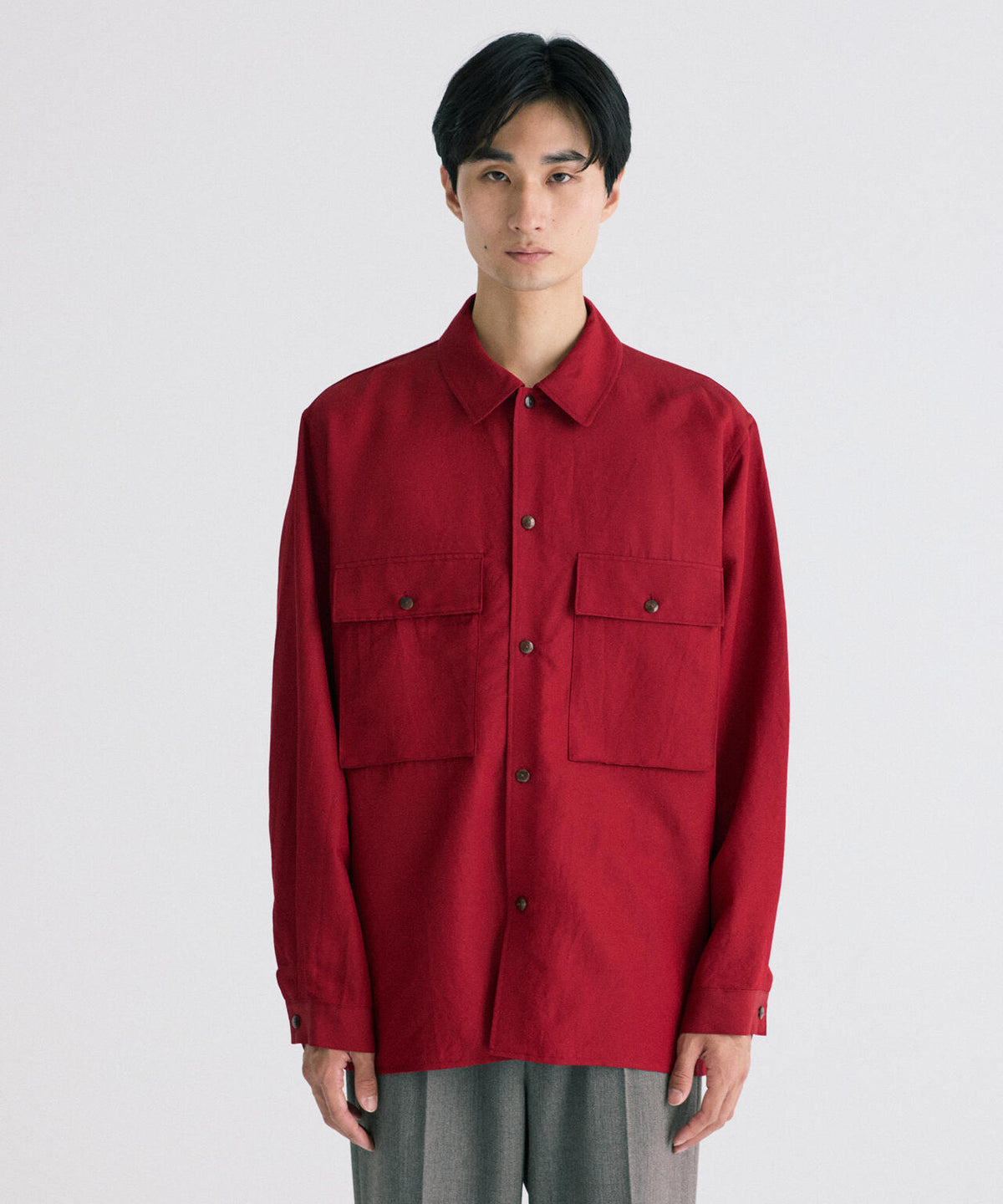 blurhms / WASHED WOOL SILK MILITARY SHIRT