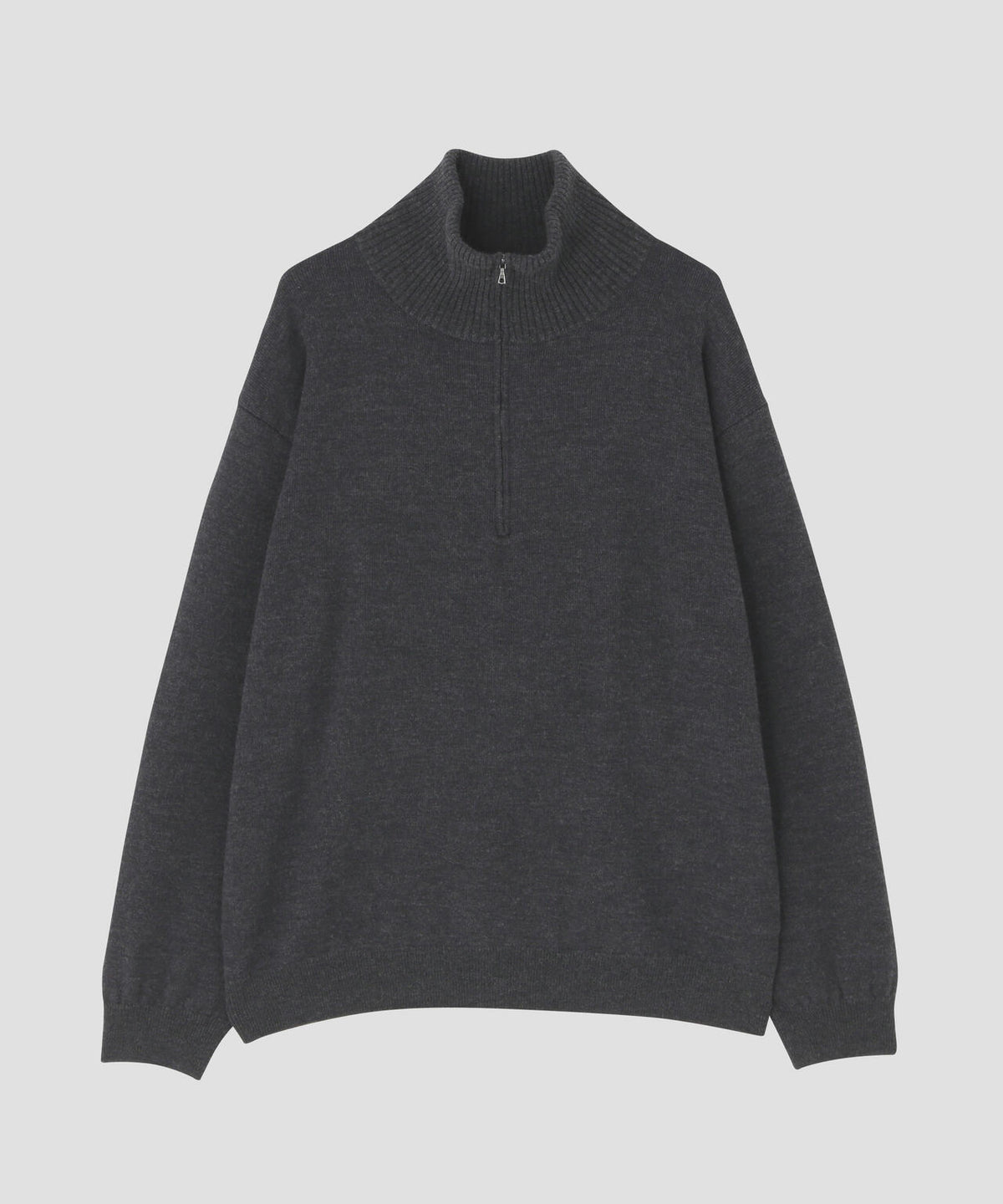 ATON / WOOL COTTON TERRY HALF ZIP SWEATER