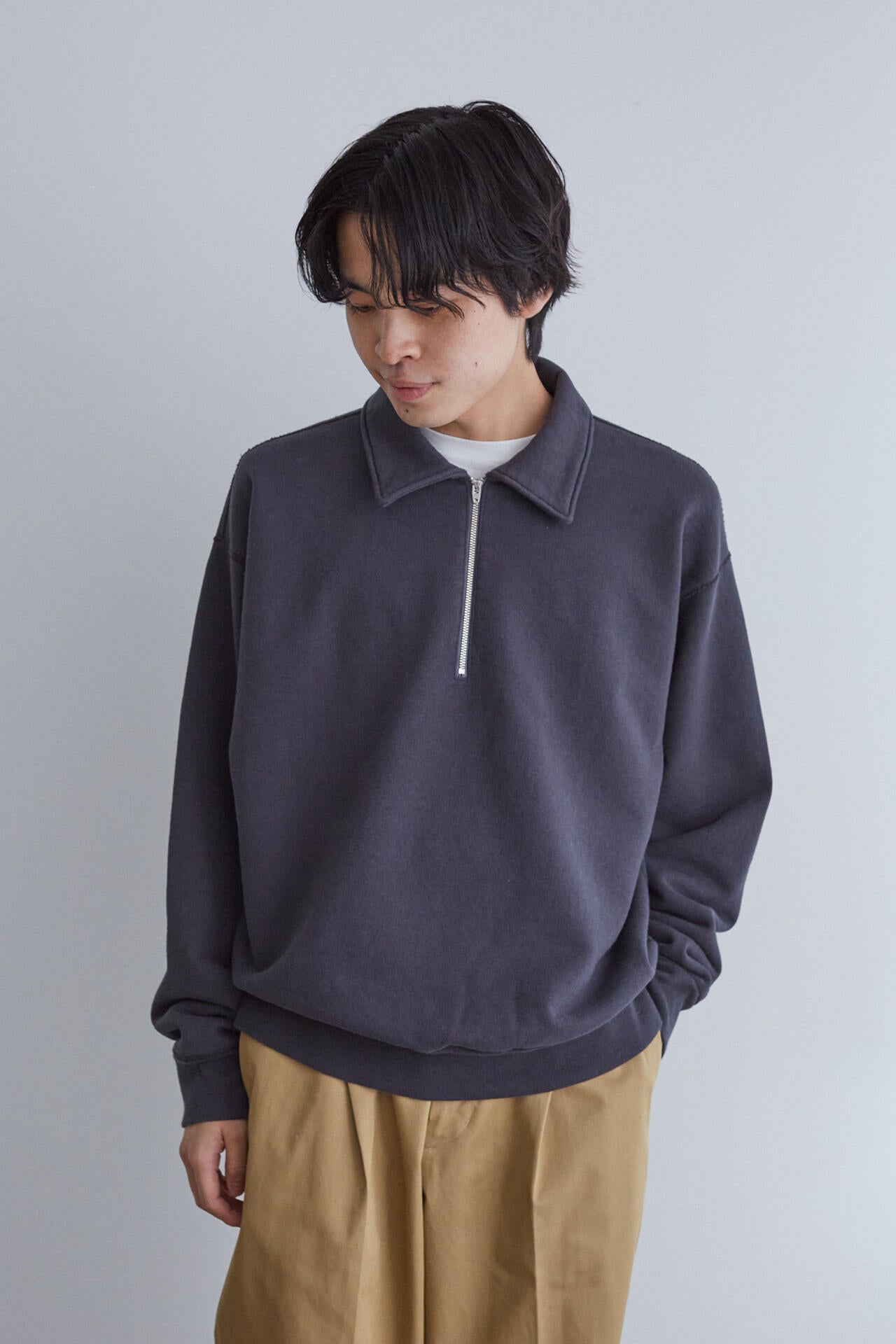 YLEVE / COTTON FLEECE HALF ZIP P/O