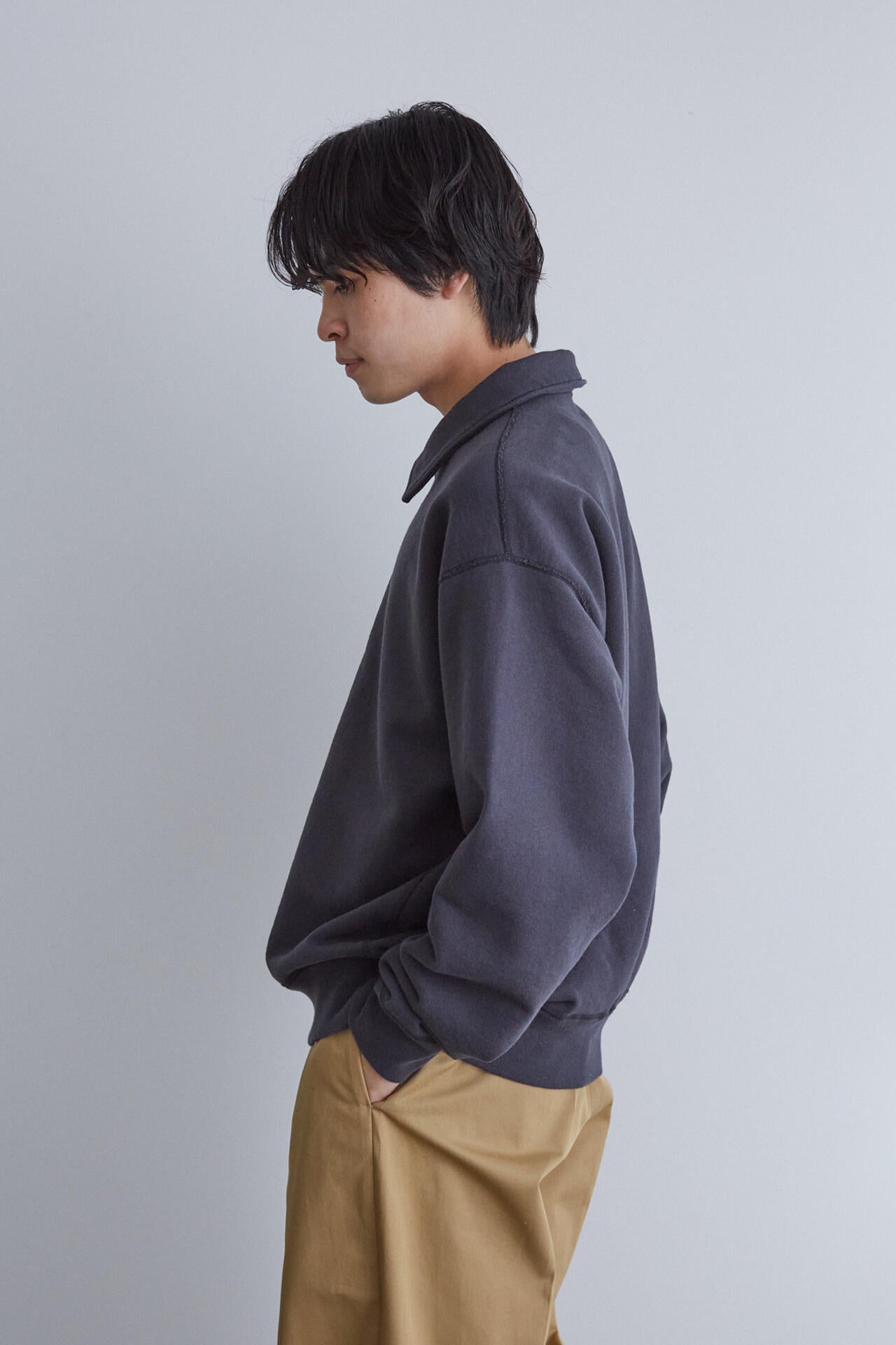 YLEVE / COTTON FLEECE HALF ZIP P/O