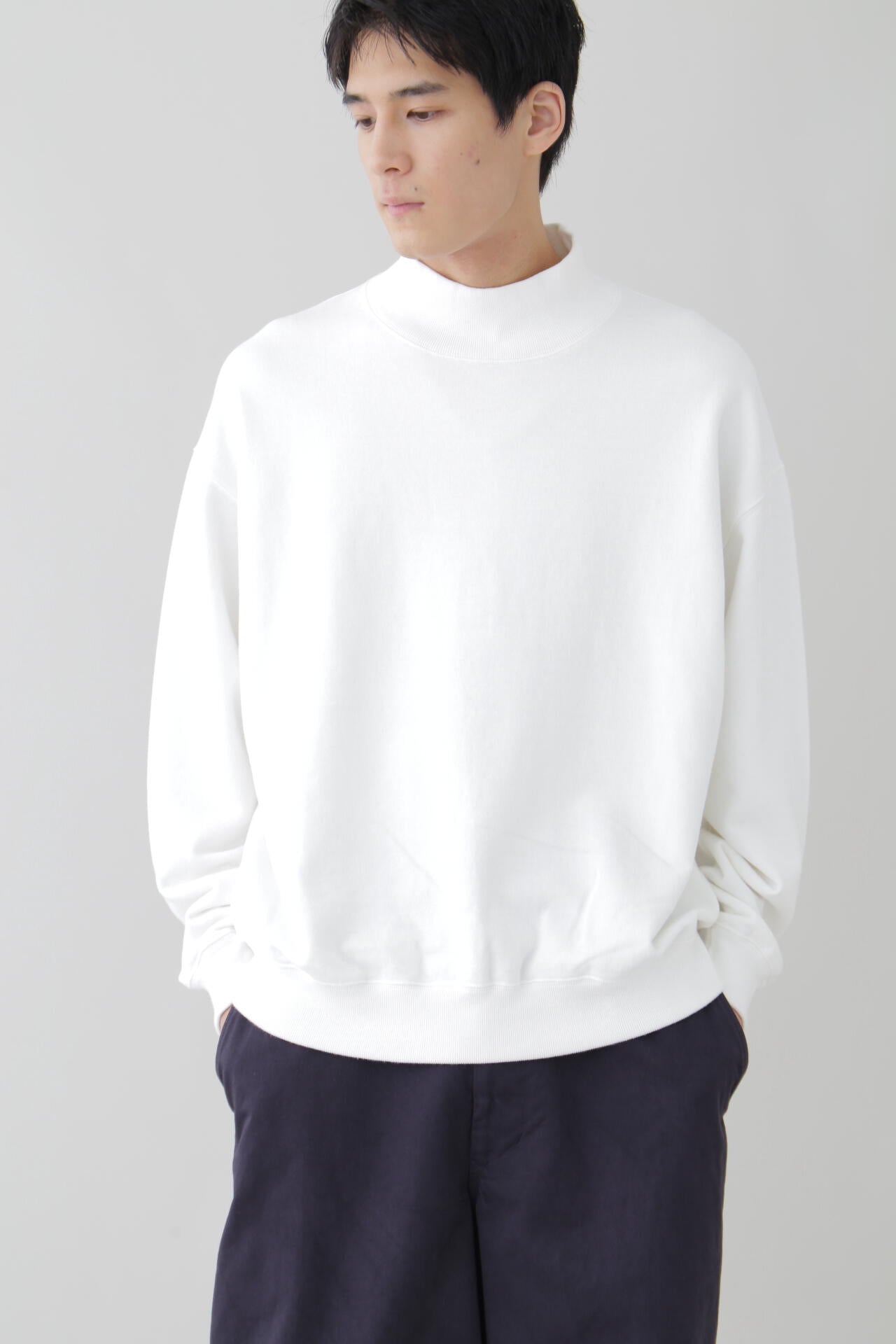 Y / ORGANIC COTTON BLEND HEAVY WEIGHT FLEECE TURTLE NECK