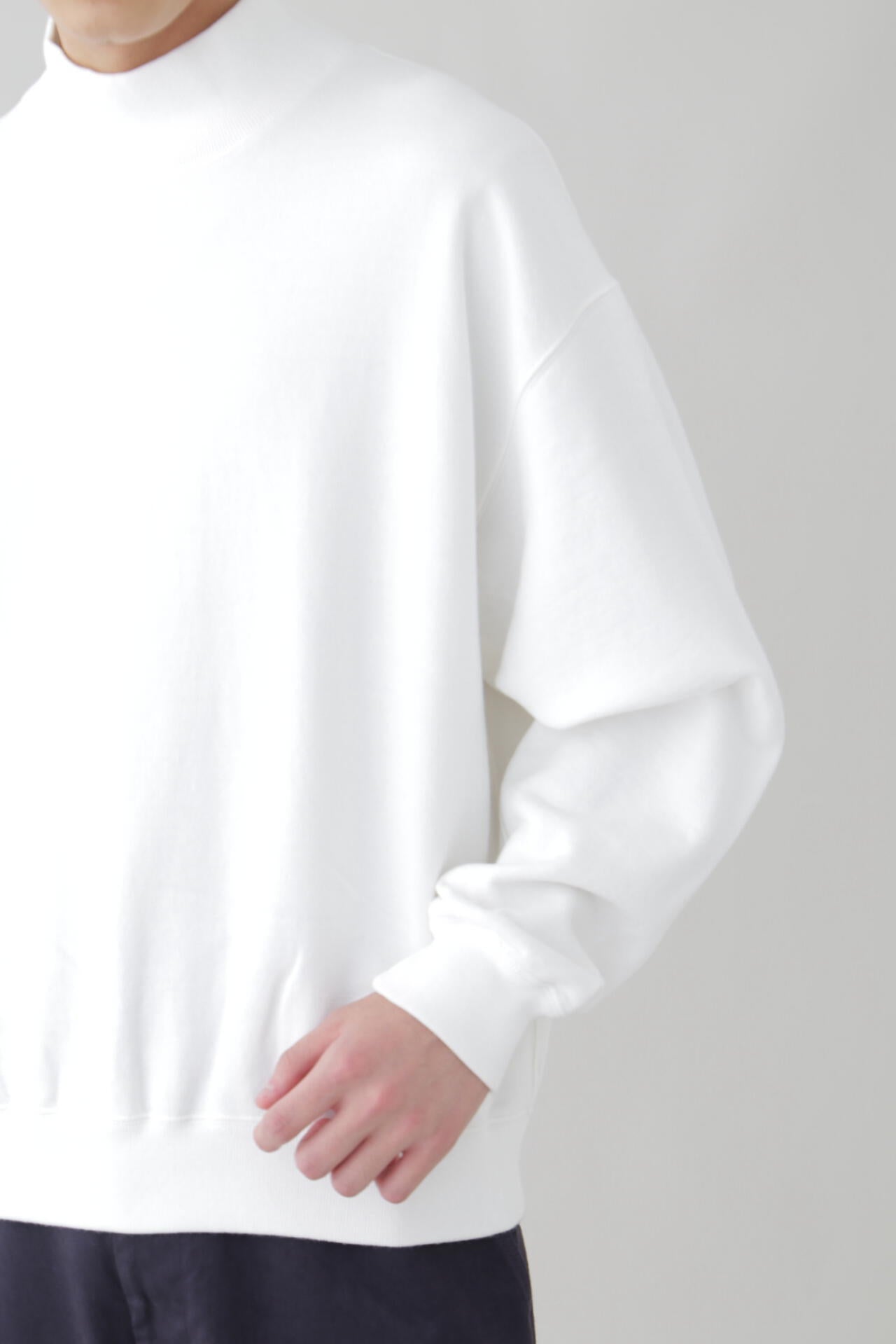 Y / ORGANIC COTTON BLEND HEAVY WEIGHT FLEECE TURTLE NECK
