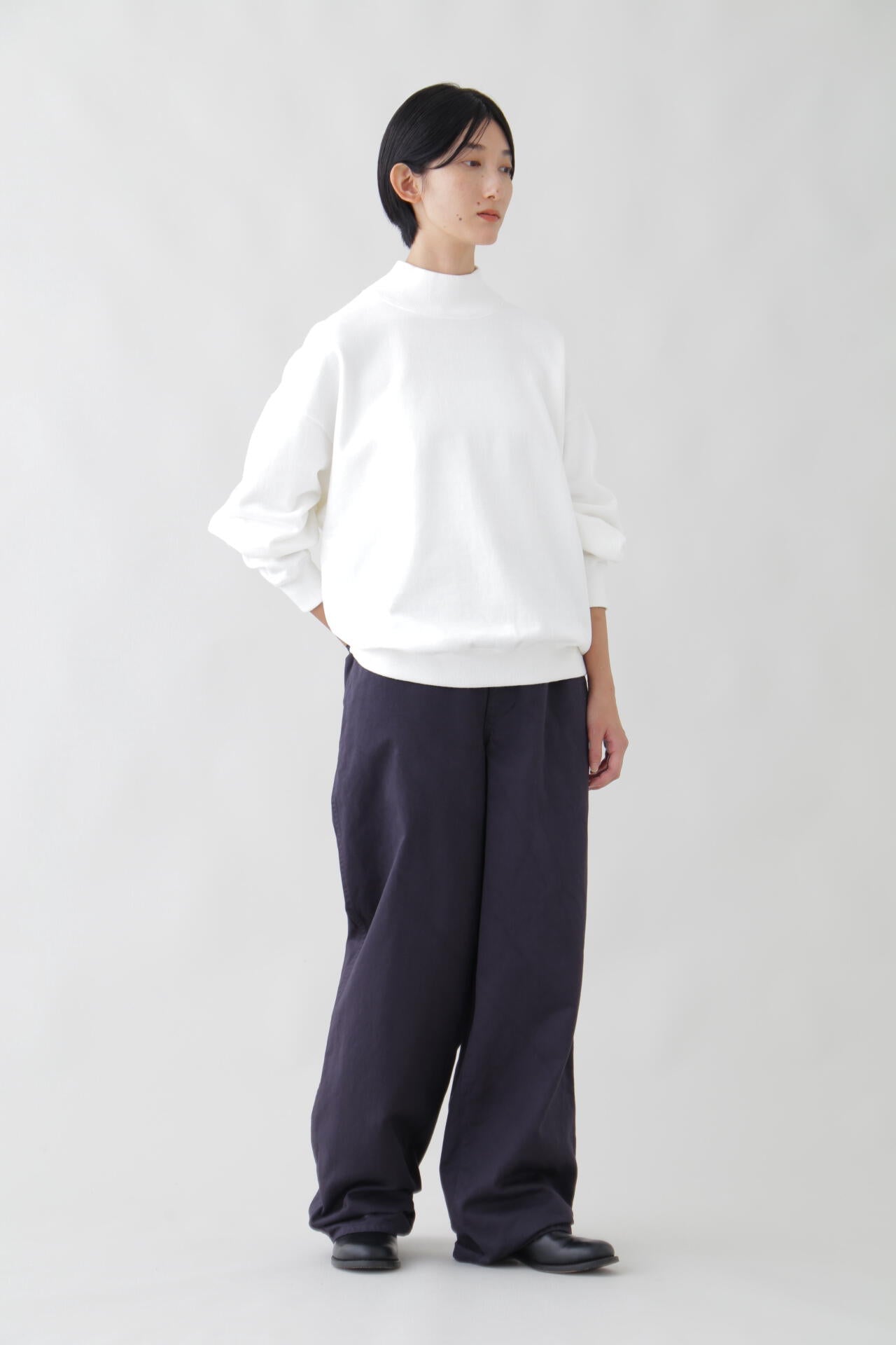 Y / ORGANIC COTTON BLEND HEAVY WEIGHT FLEECE TURTLE NECK