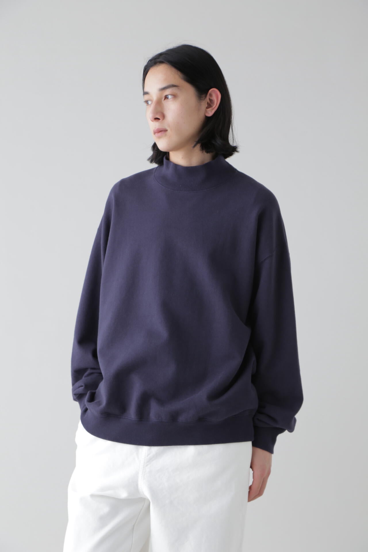 Y / ORGANIC COTTON BLEND HEAVY WEIGHT FLEECE TURTLE NECK