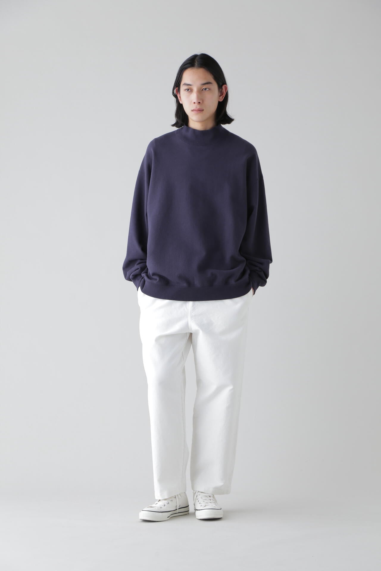 Y / ORGANIC COTTON BLEND HEAVY WEIGHT FLEECE TURTLE NECK