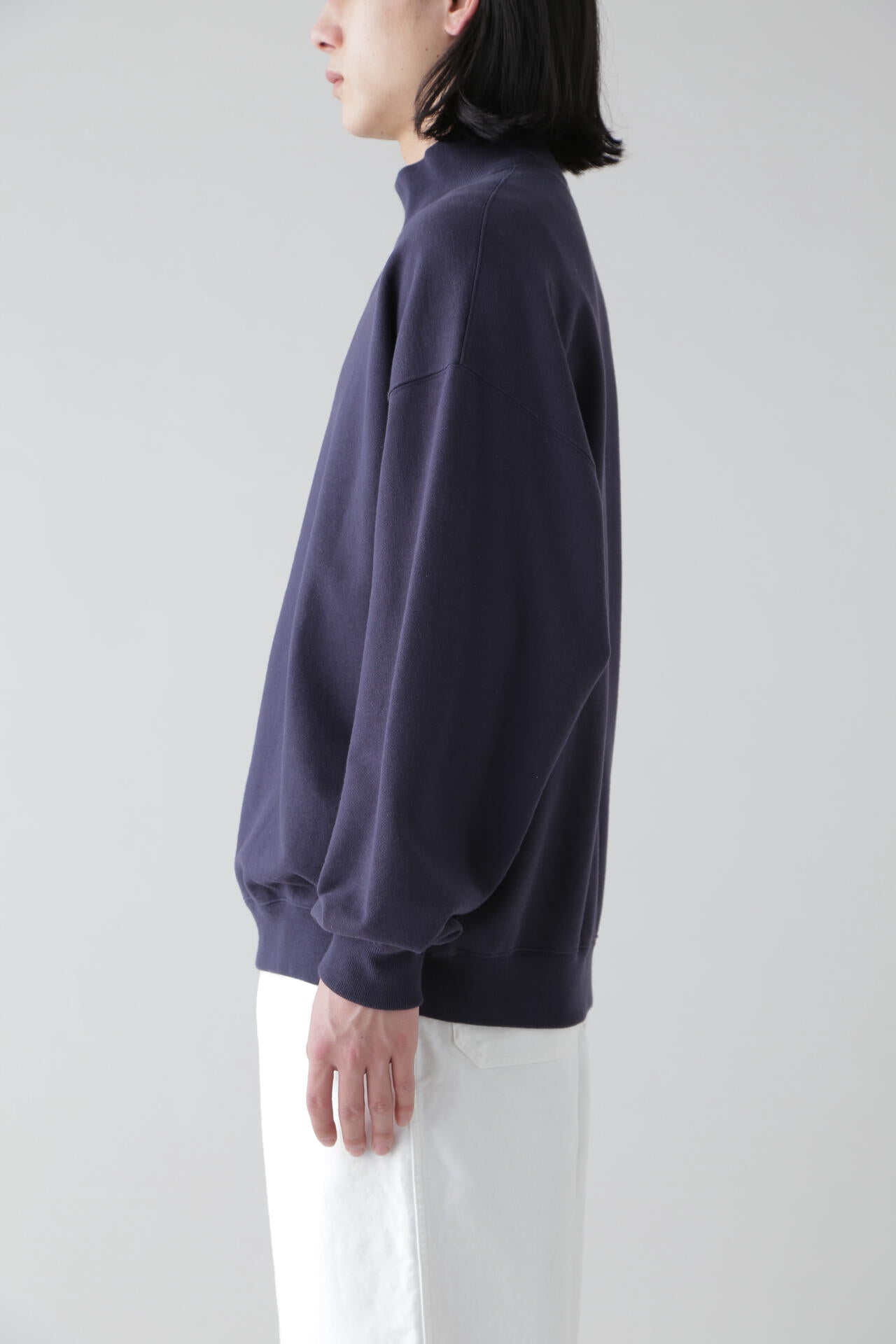 Y / ORGANIC COTTON BLEND HEAVY WEIGHT FLEECE TURTLE NECK