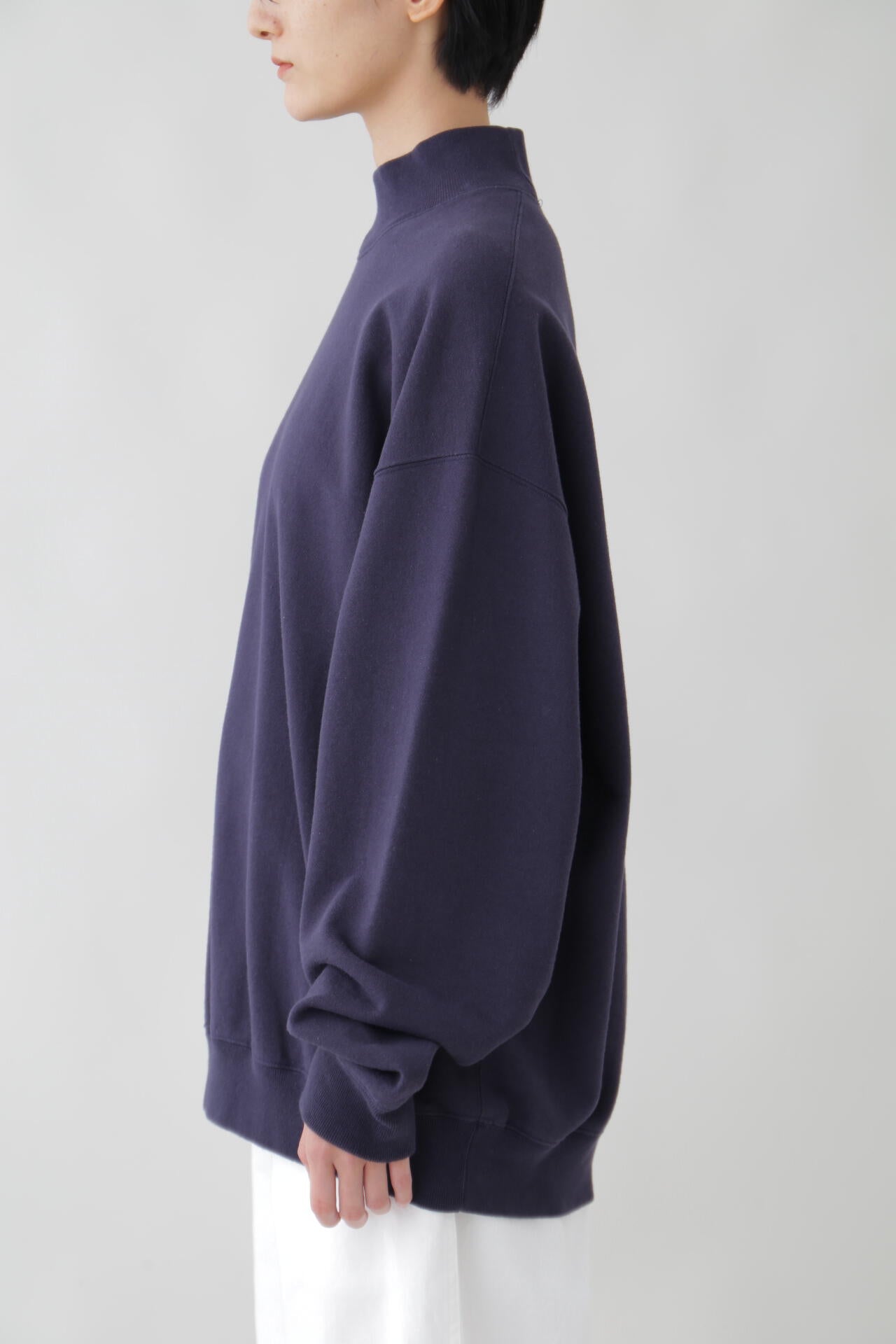 Y / ORGANIC COTTON BLEND HEAVY WEIGHT FLEECE TURTLE NECK