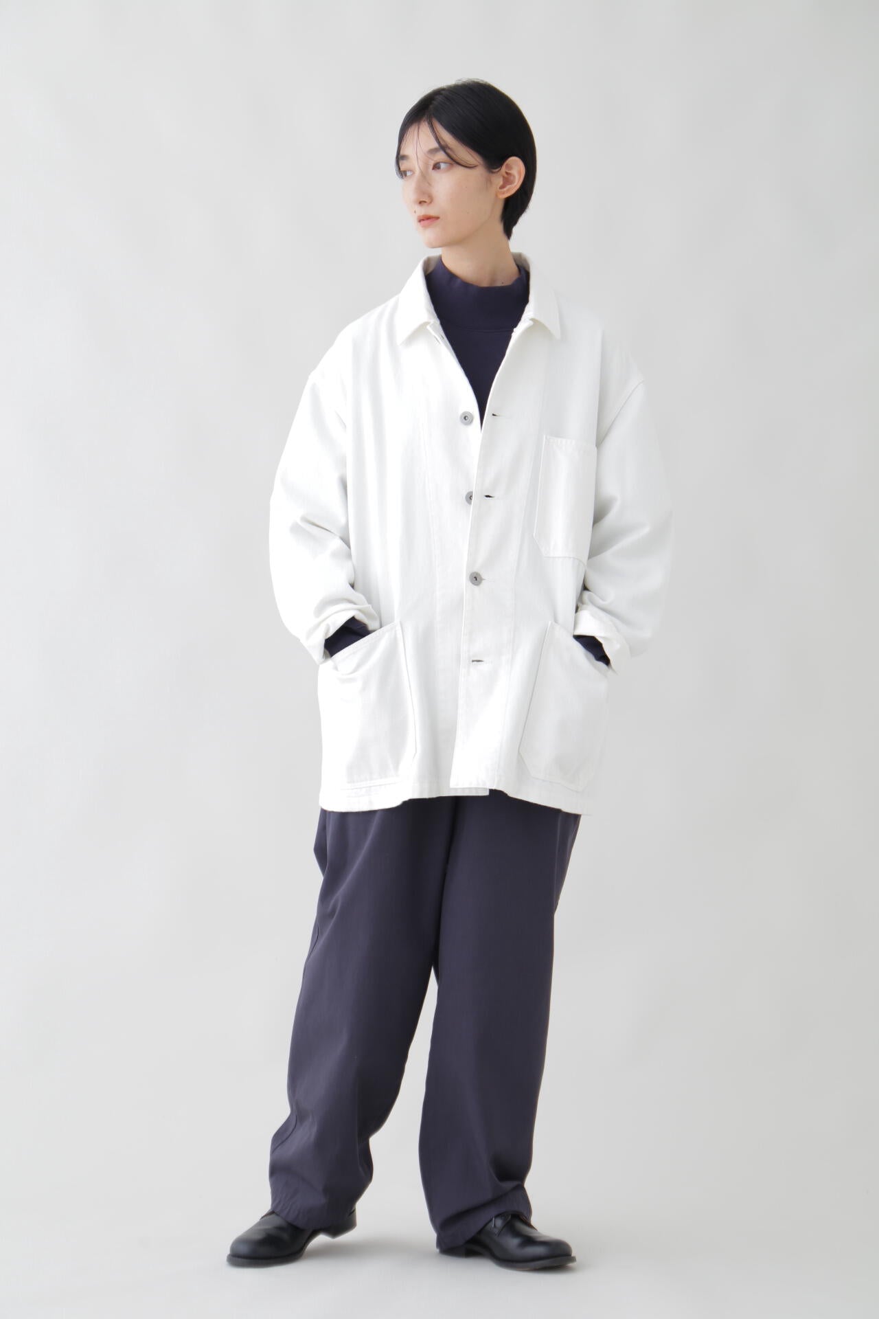 Y / ORGANIC COTTON BLEND HEAVY WEIGHT FLEECE TURTLE NECK