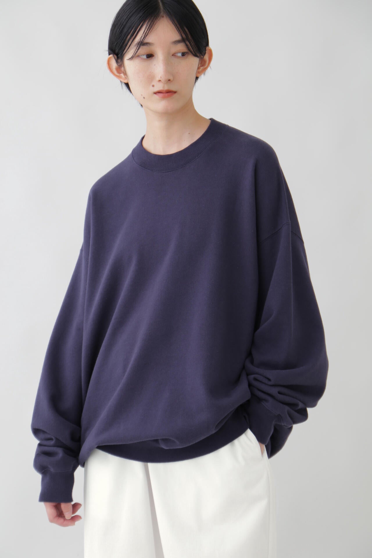 Y / ORGANIC COTTON BLEND HEAVY WEIGHT FLEECE CREW NECK