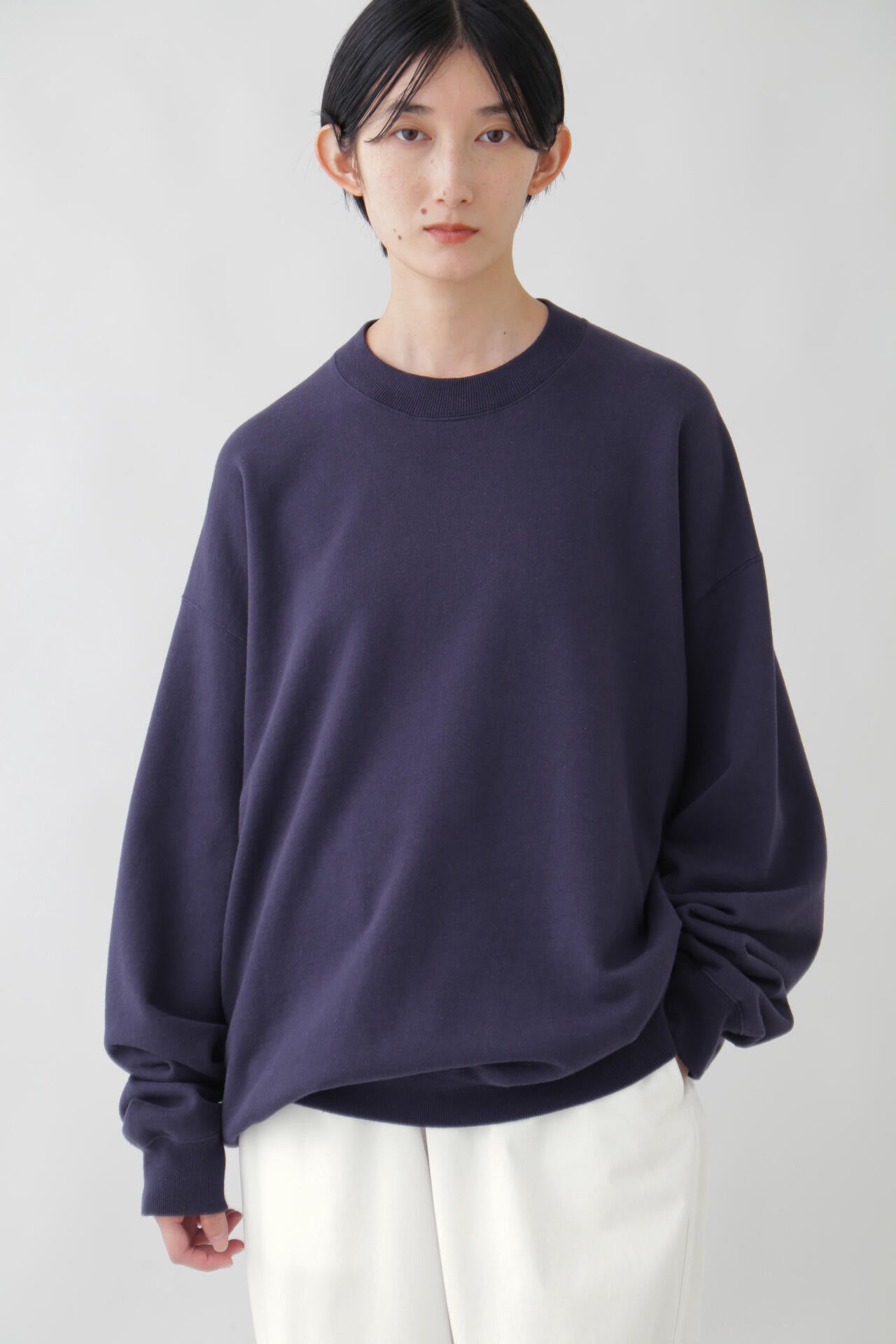 Y / ORGANIC COTTON BLEND HEAVY WEIGHT FLEECE CREW NECK
