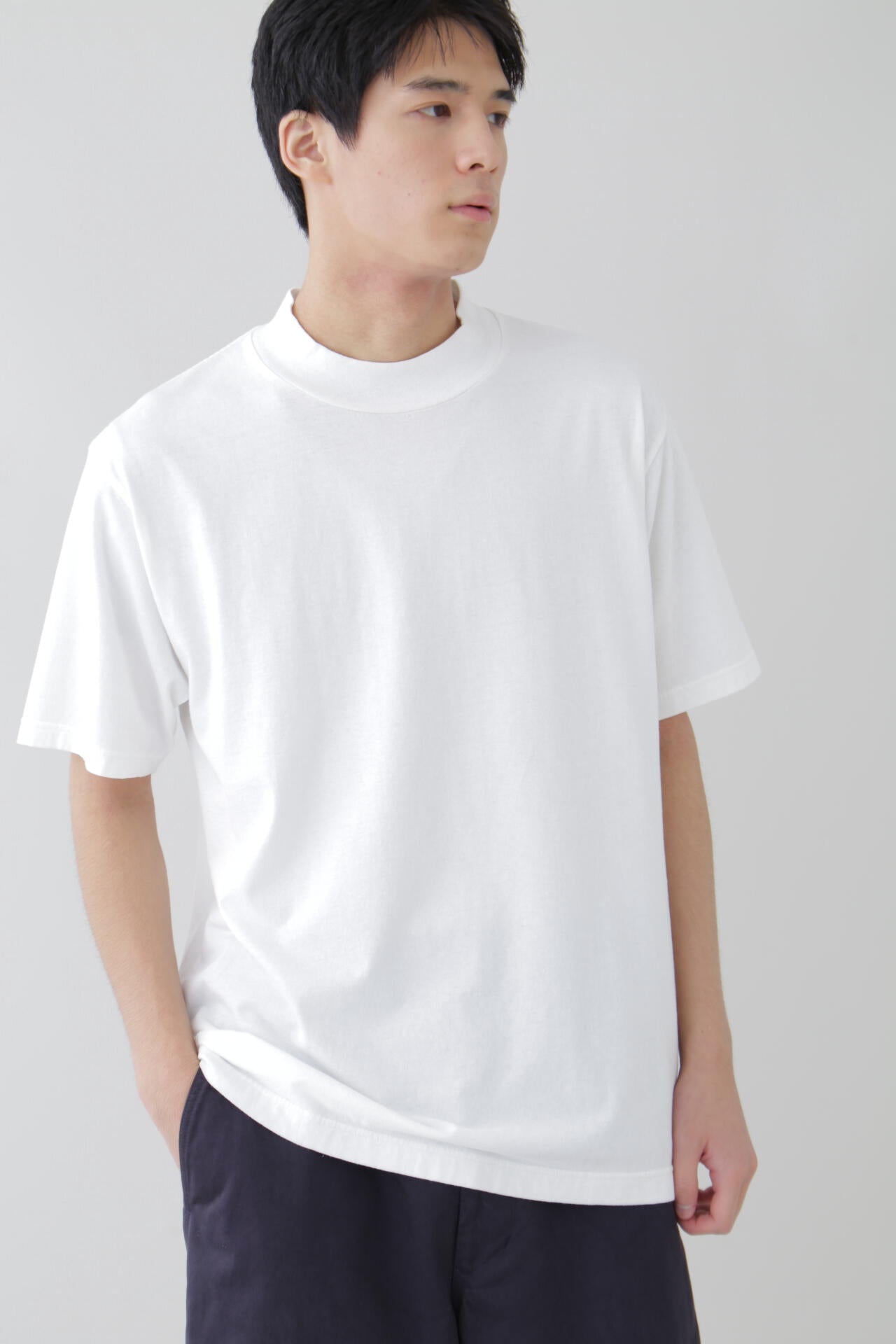 Y / ORGANIC COTTON JERSEY MOCK NECK S/S T