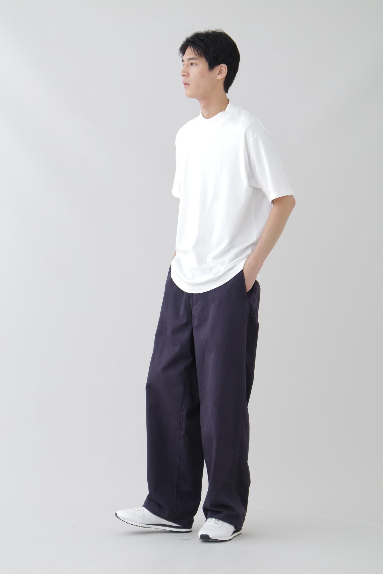 Y / ORGANIC COTTON JERSEY MOCK NECK S/S T