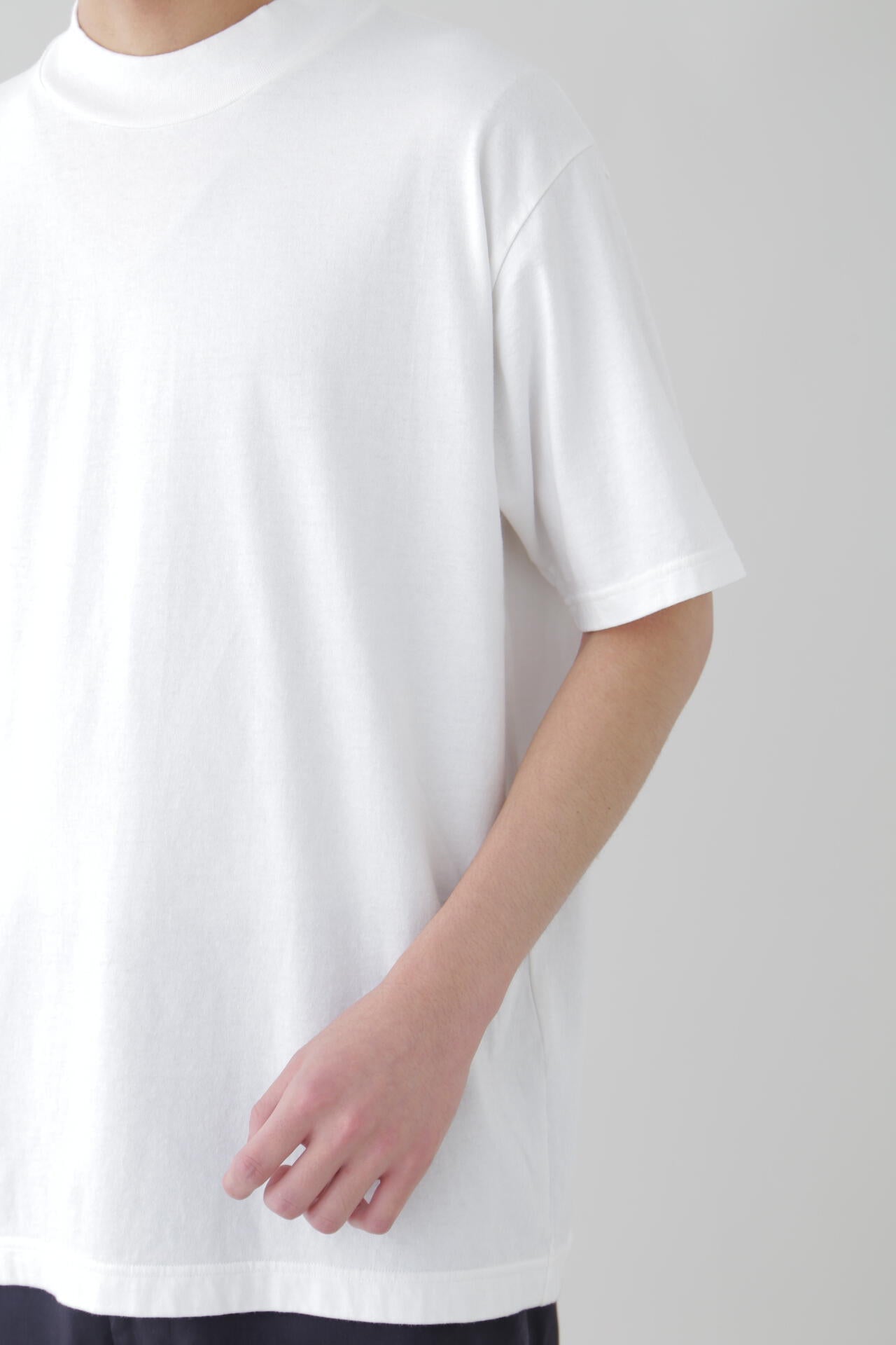 Y / ORGANIC COTTON JERSEY MOCK NECK S/S T