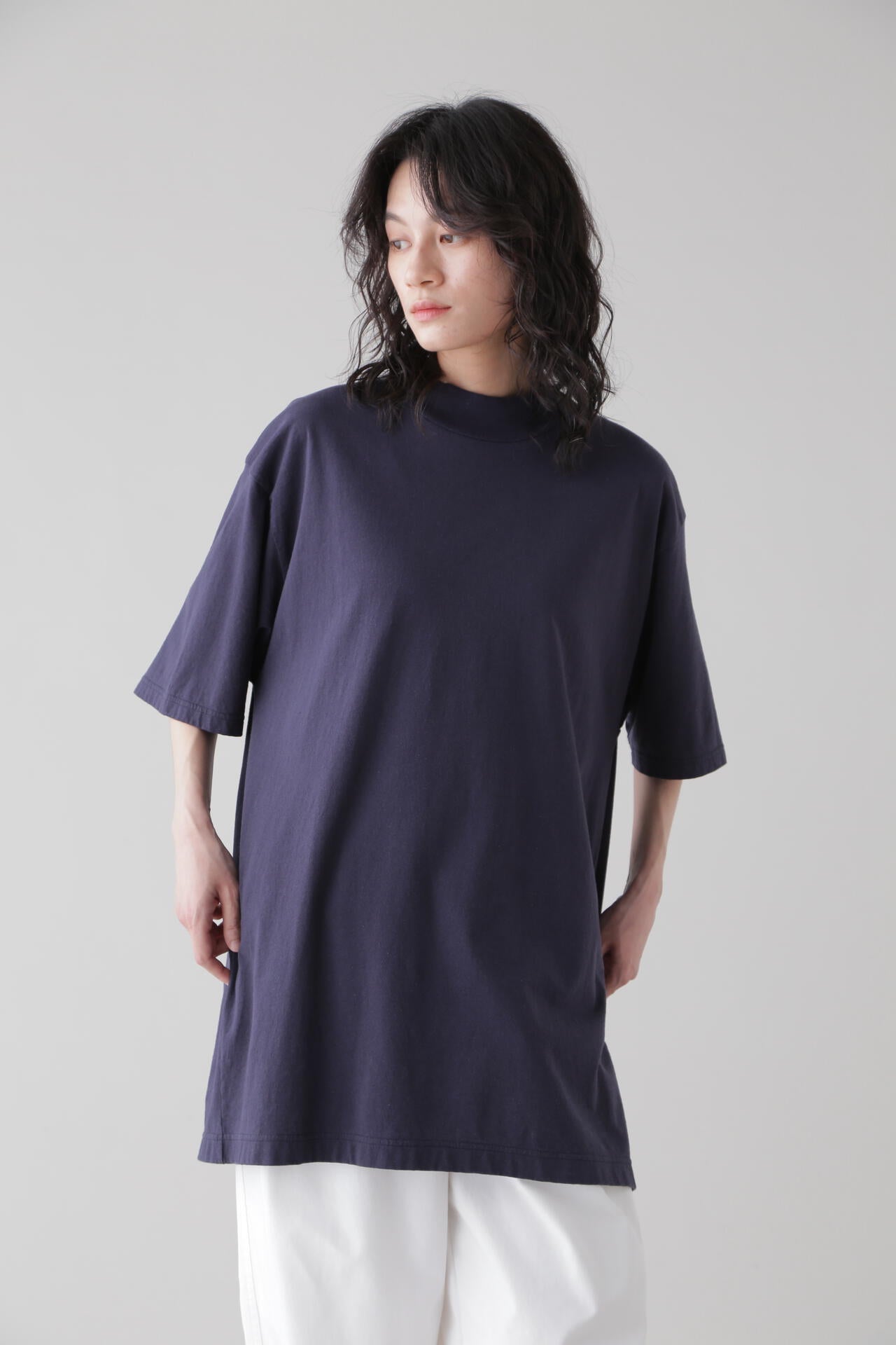 Y / ORGANIC COTTON JERSEY MOCK NECK S/S T