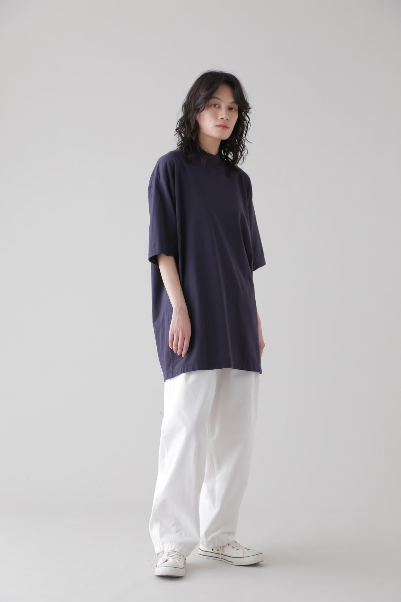 Y / ORGANIC COTTON JERSEY MOCK NECK S/S T
