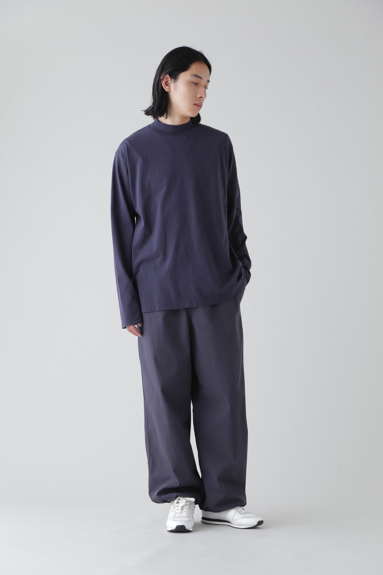 Y / ORGANIC COTTON JERSEY MOCK NECK L/S T