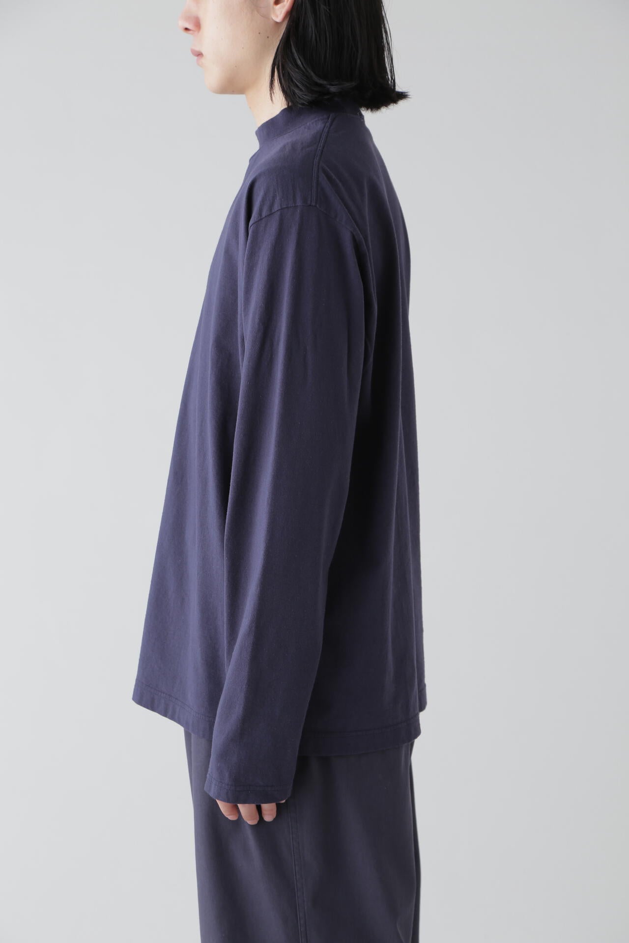 Y / ORGANIC COTTON JERSEY MOCK NECK L/S T