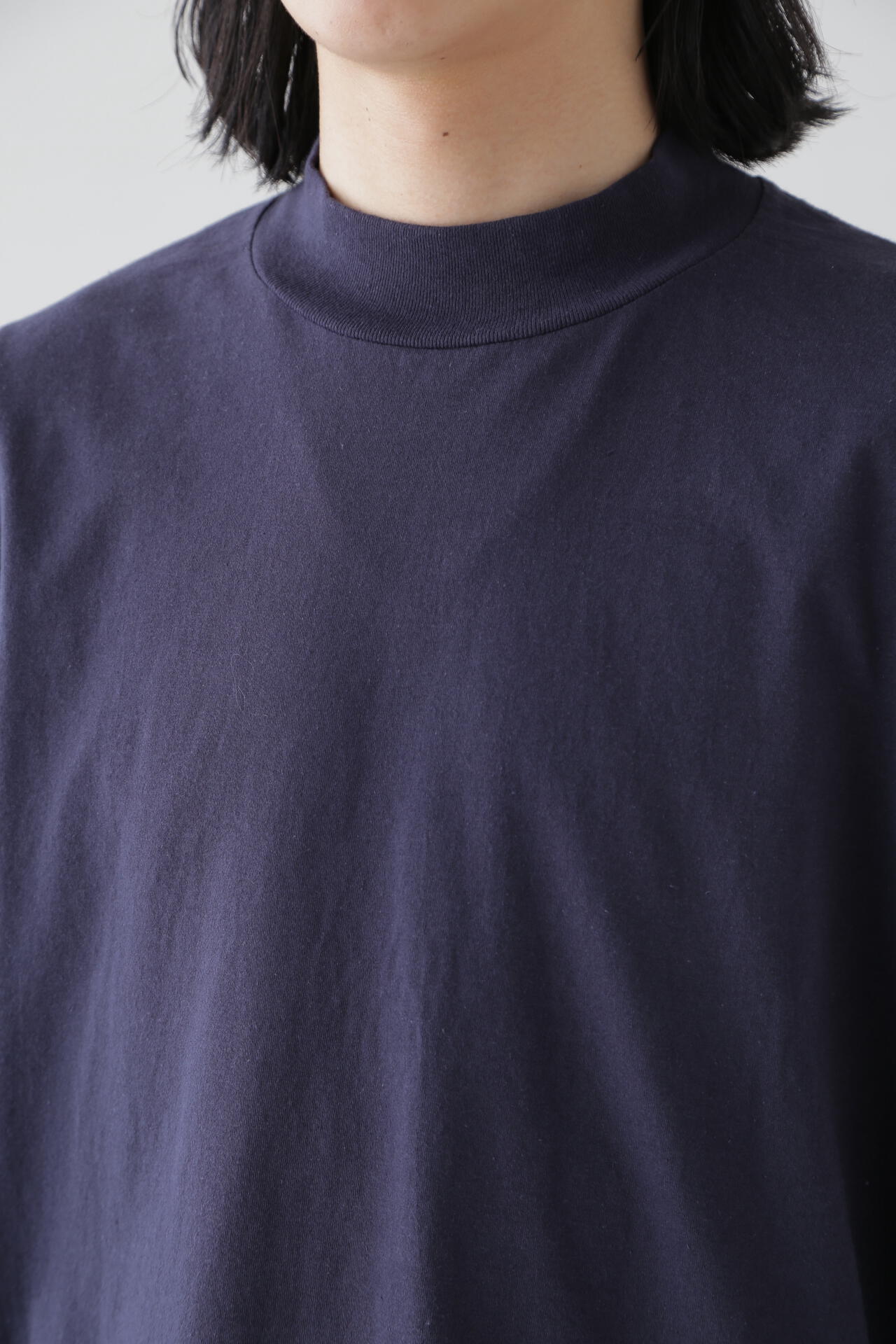 Y / ORGANIC COTTON JERSEY MOCK NECK L/S T