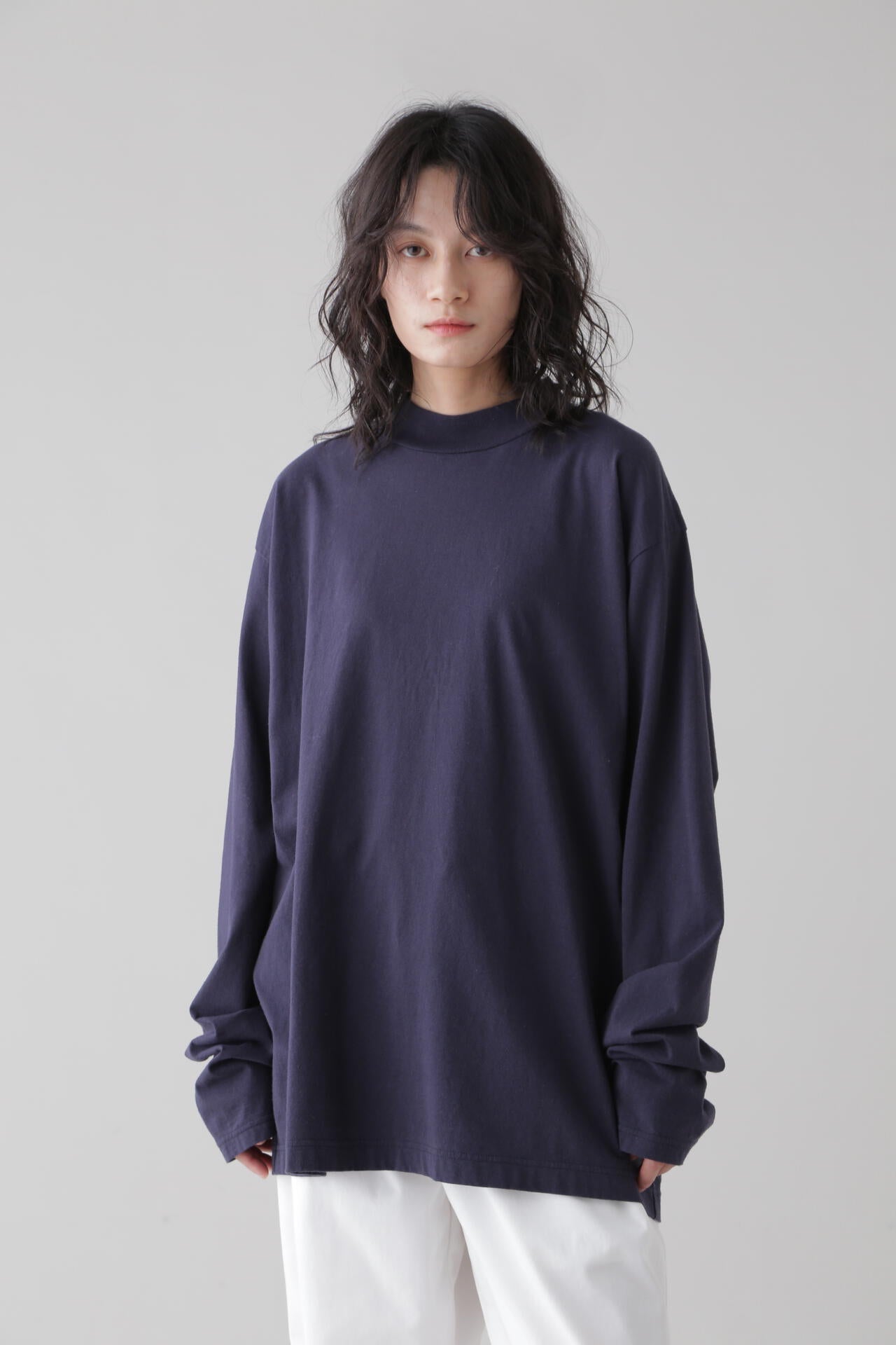 Y / ORGANIC COTTON JERSEY MOCK NECK L/S T