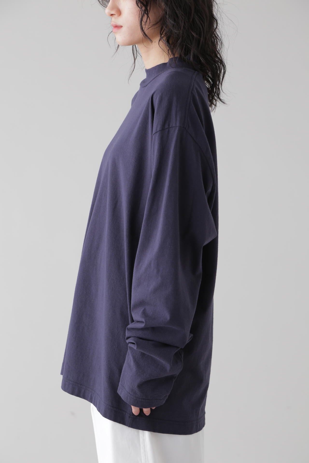Y / ORGANIC COTTON JERSEY MOCK NECK L/S T