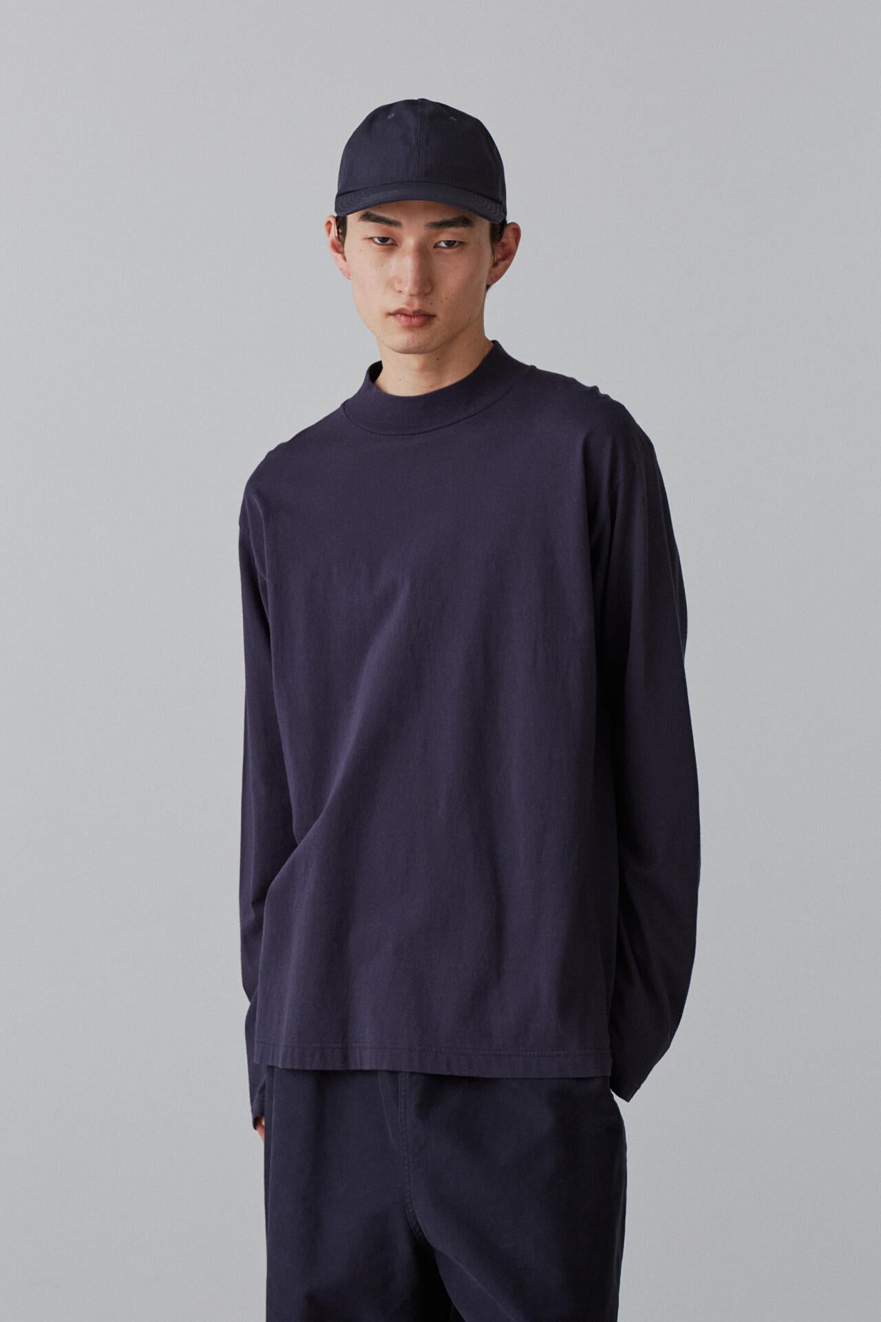 Y / ORGANIC COTTON JERSEY MOCK NECK L/S T