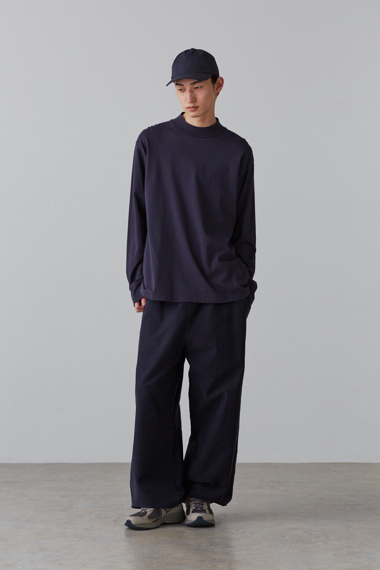 Y / ORGANIC COTTON JERSEY MOCK NECK L/S T