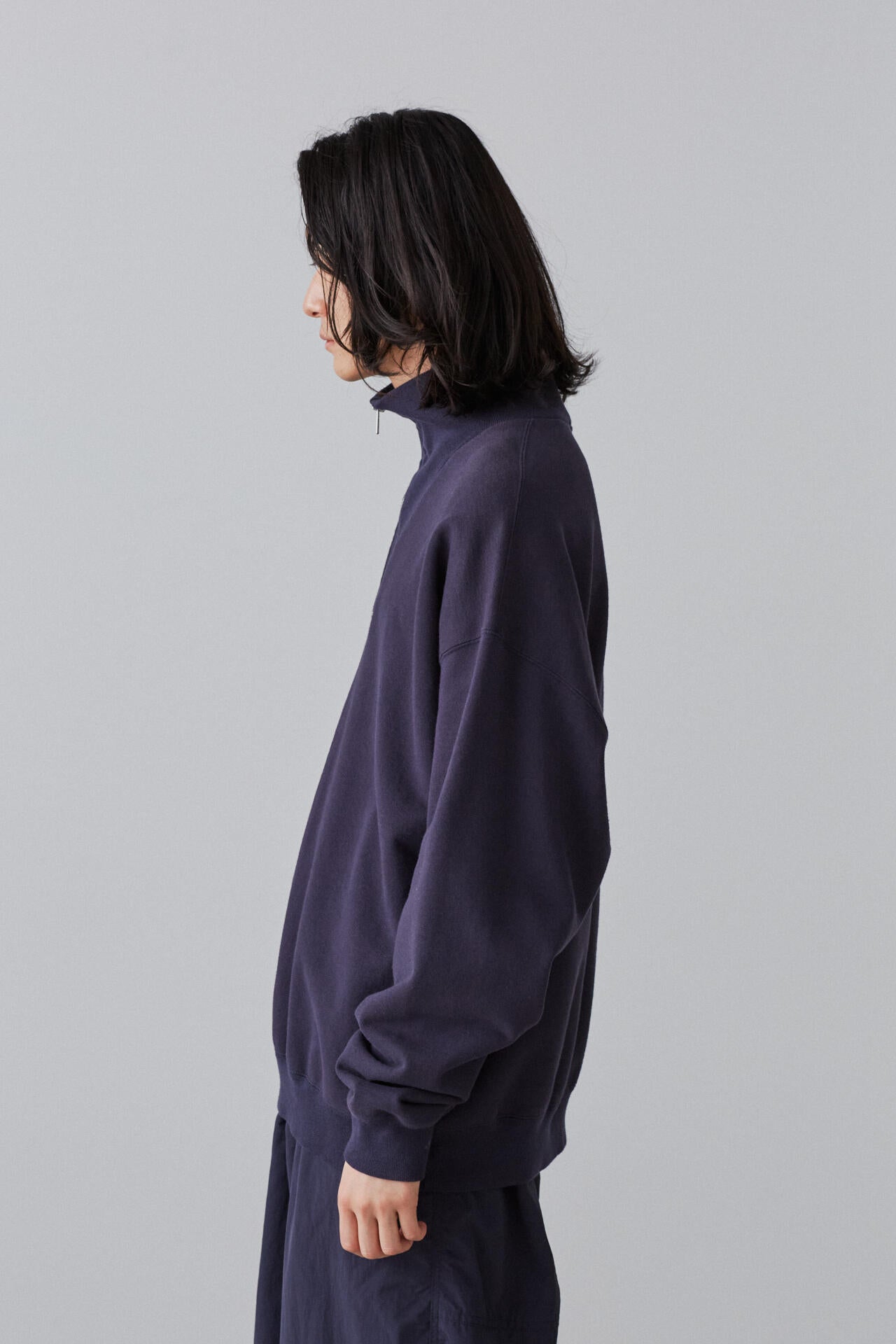 Y / ORGANIC COTTON BLEND HEAVY WEIGHT FLEECE HALF ZIP