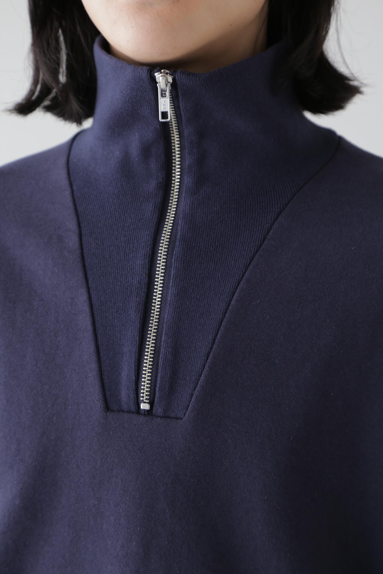 Y / ORGANIC COTTON BLEND HEAVY WEIGHT FLEECE HALF ZIP
